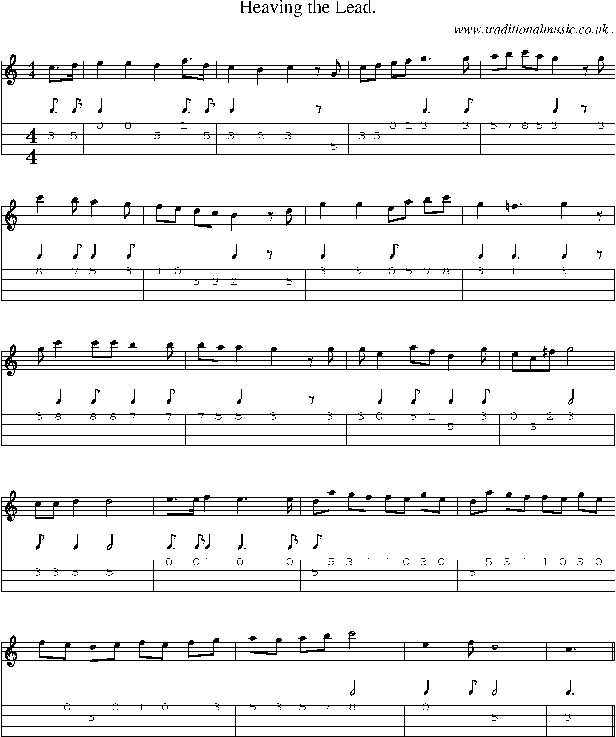 Sheet-Music and Mandolin Tabs for Heaving The Lead