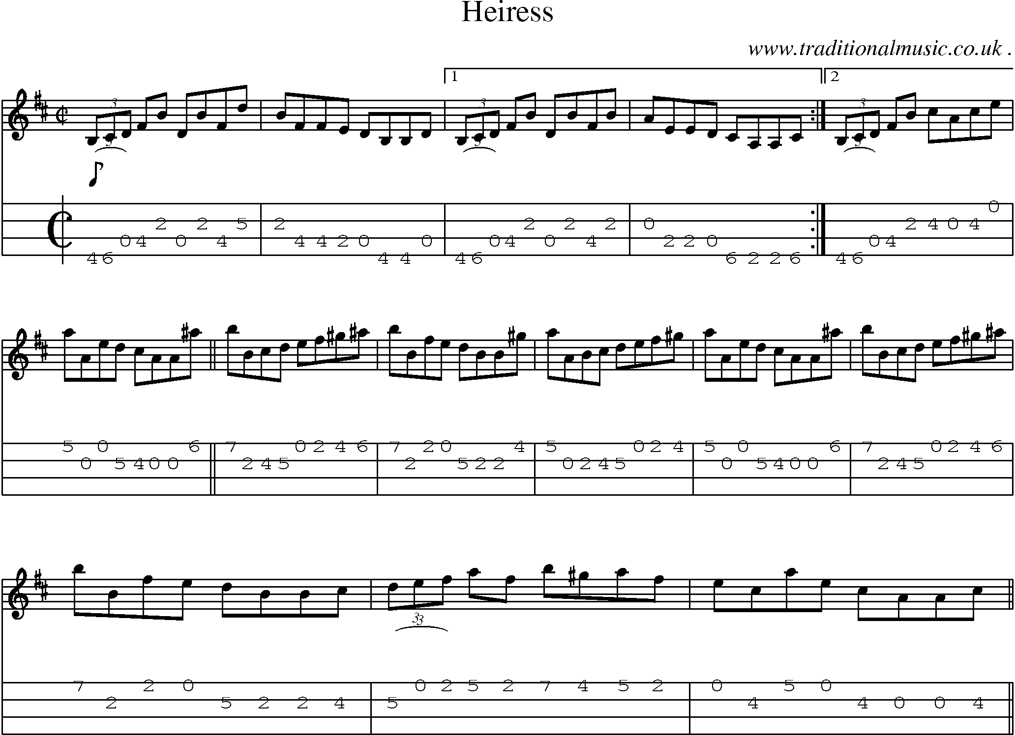 Sheet-Music and Mandolin Tabs for Heiress