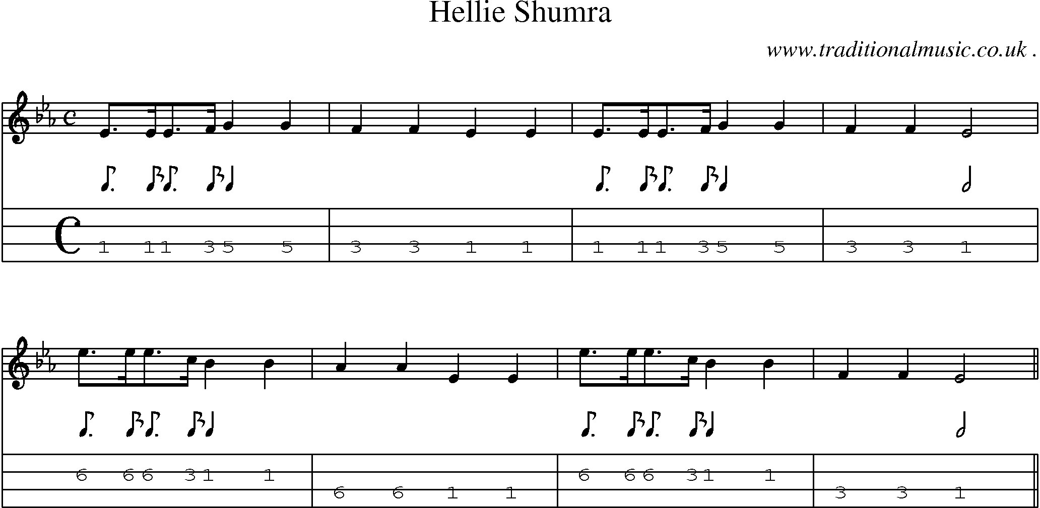Sheet-Music and Mandolin Tabs for Hellie Shumra