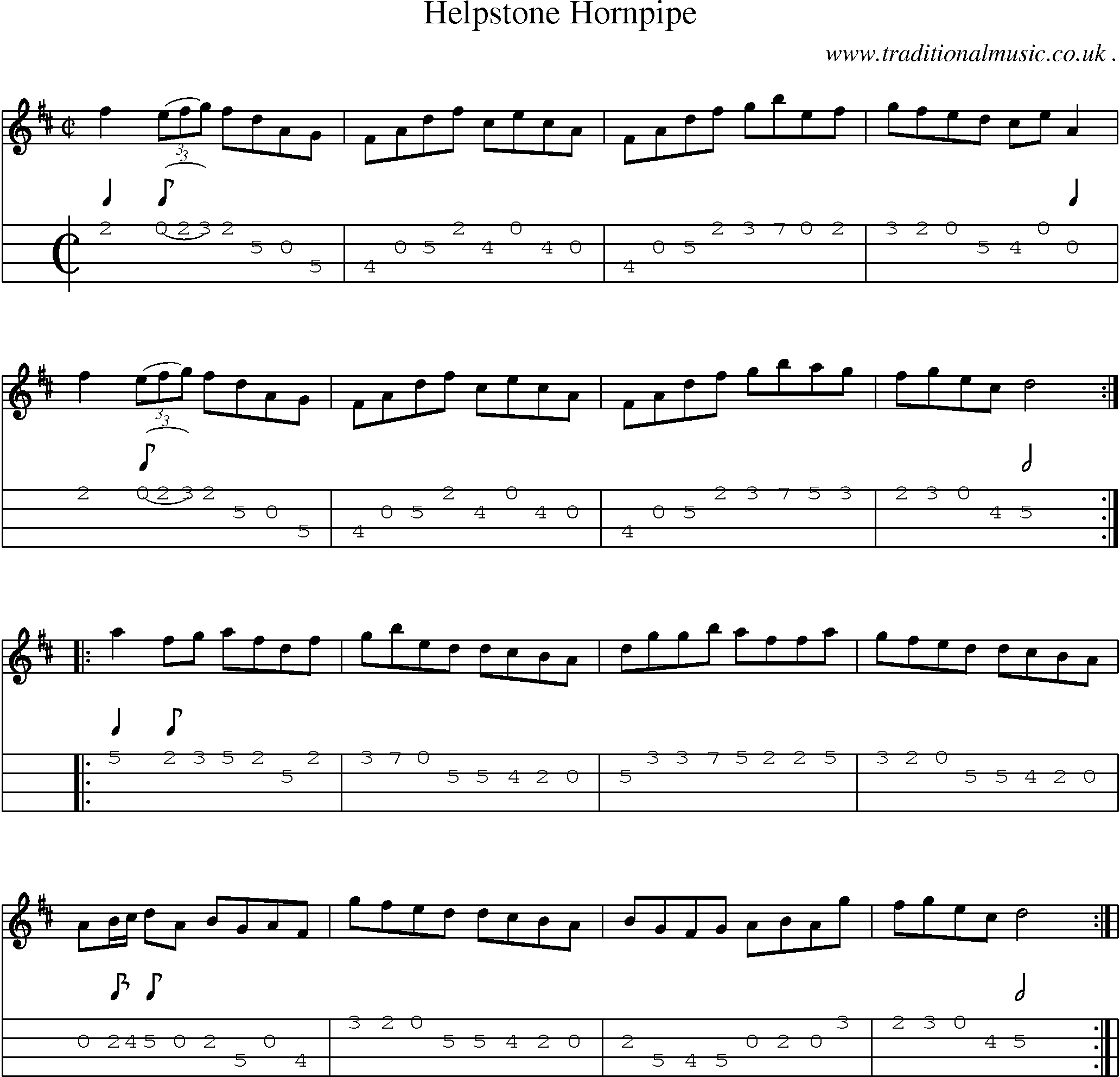 Sheet-Music and Mandolin Tabs for Helpstone Hornpipe