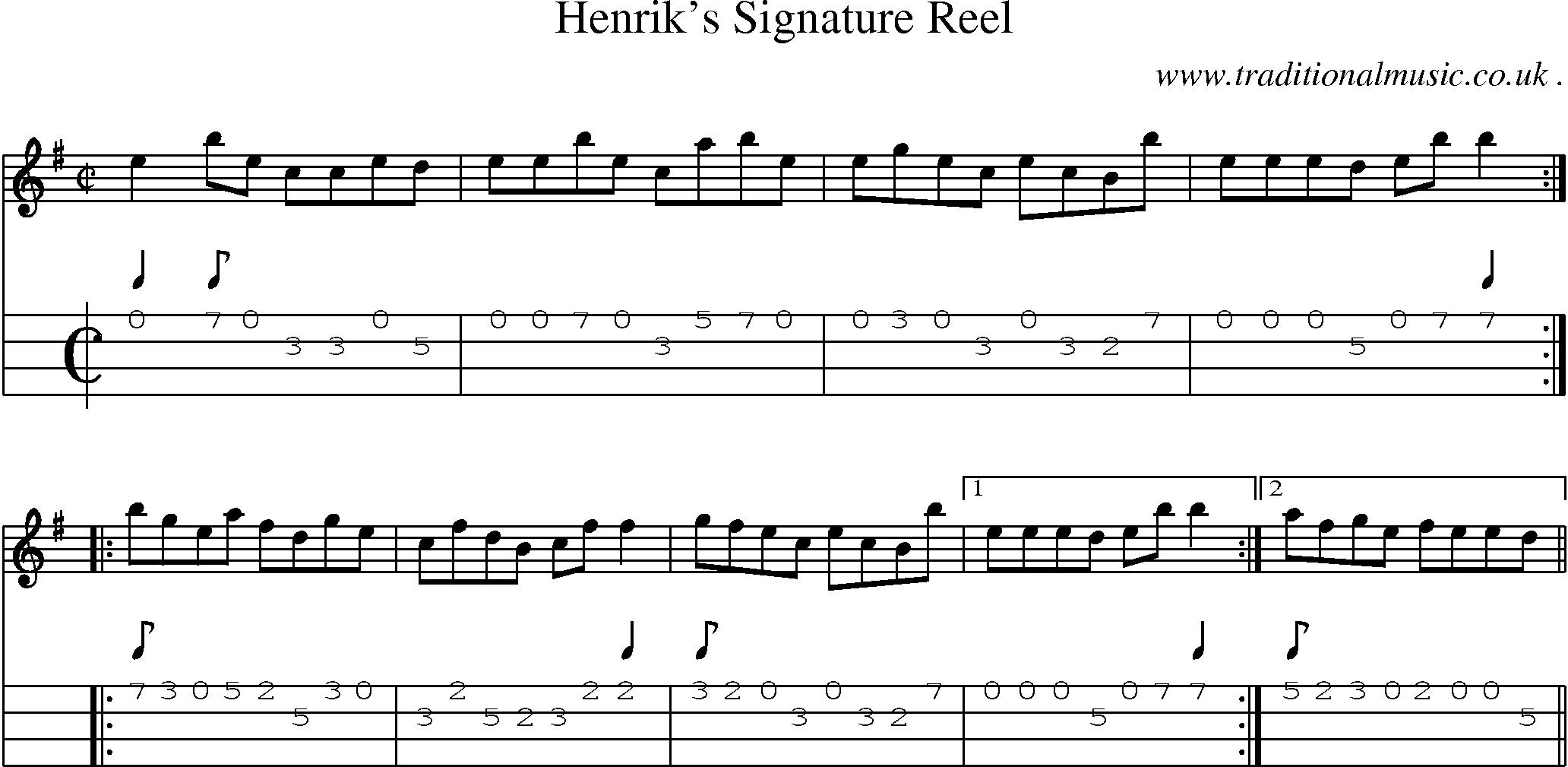 Sheet-Music and Mandolin Tabs for Henriks Signature Reel