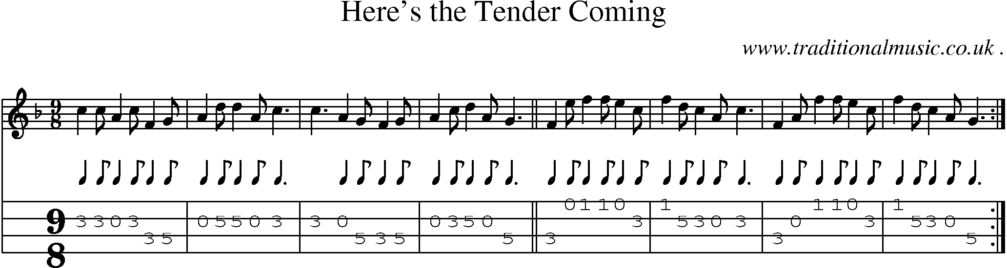 Sheet-Music and Mandolin Tabs for Heres The Tender Coming