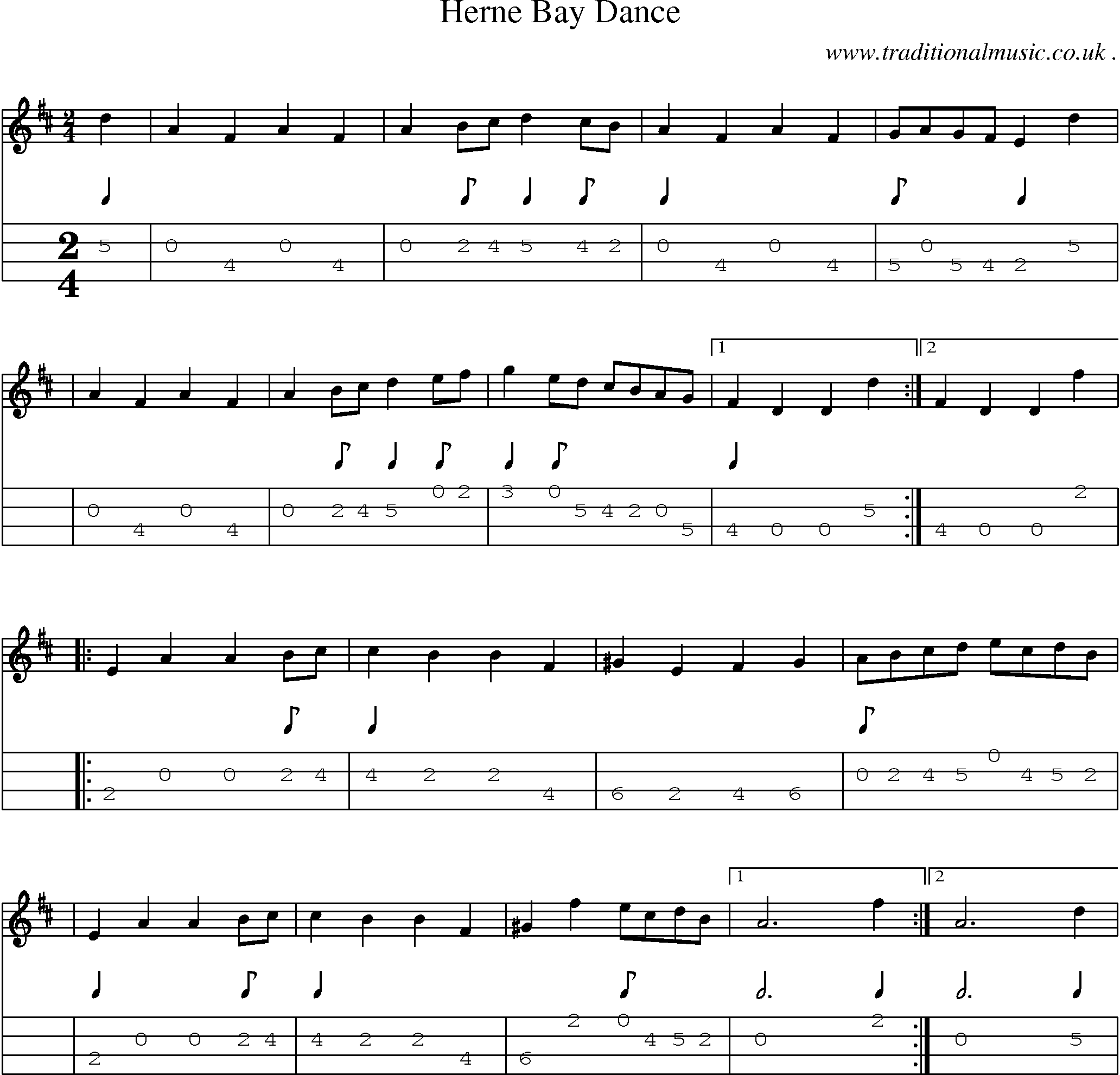 Sheet-Music and Mandolin Tabs for Herne Bay Dance