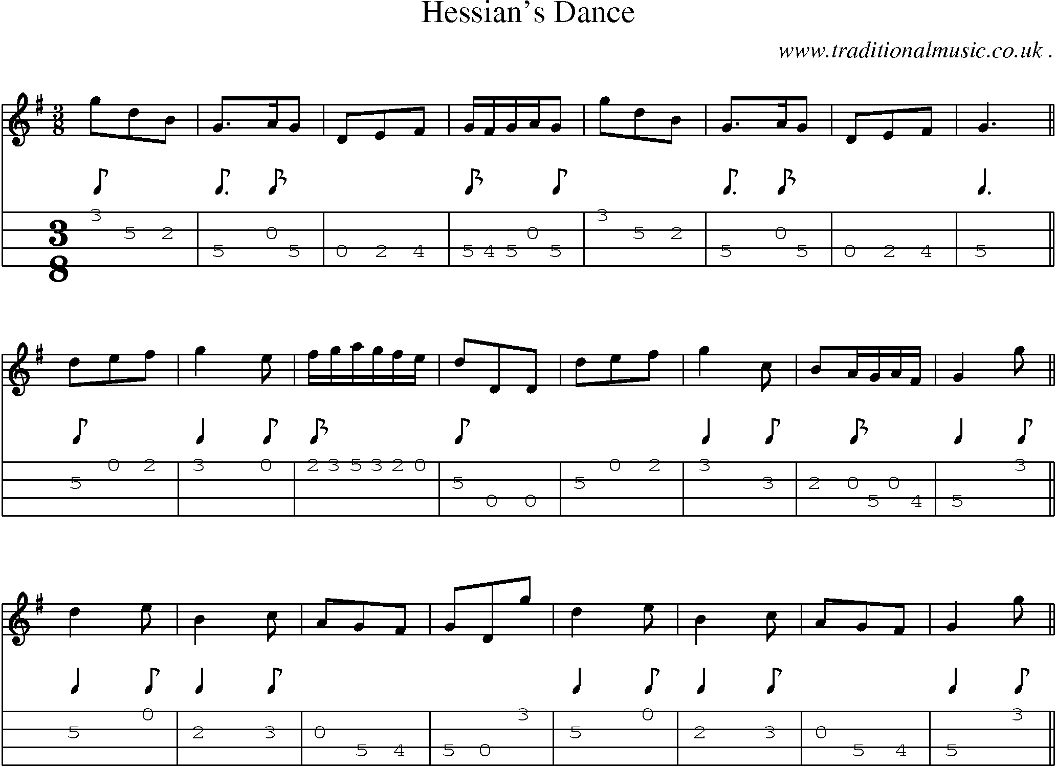 Sheet-Music and Mandolin Tabs for Hessians Dance