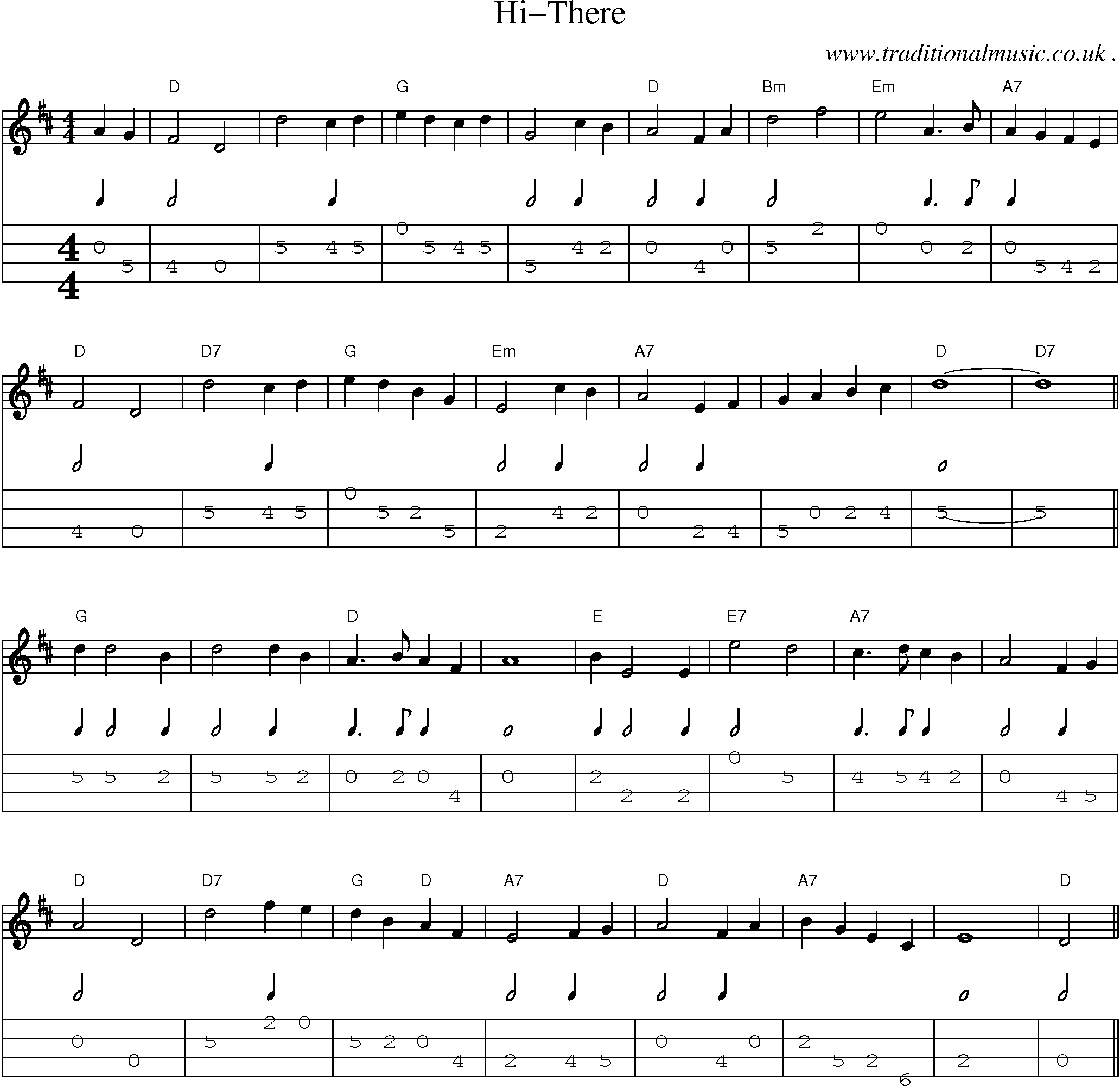 Sheet-Music and Mandolin Tabs for Hi-there