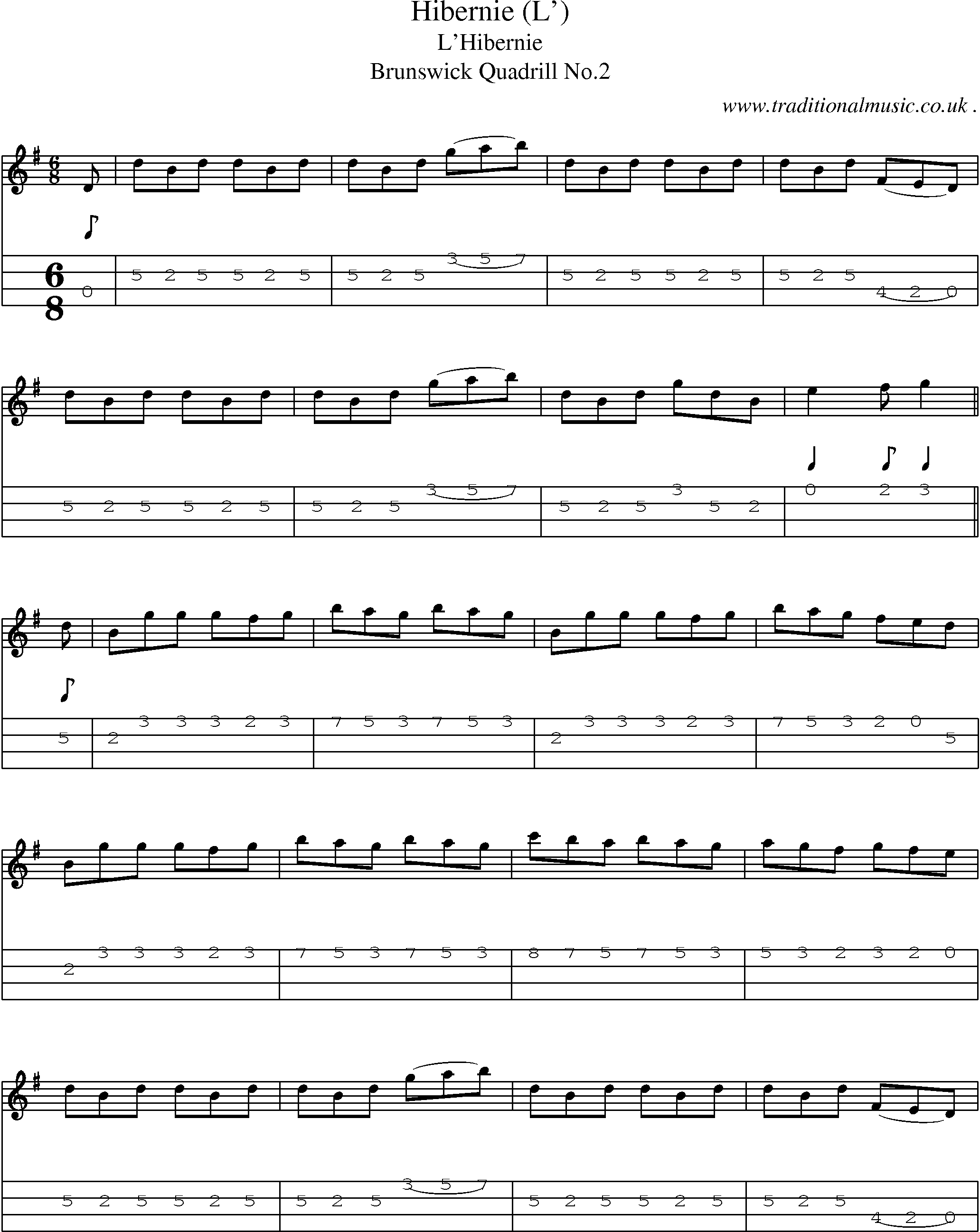 Sheet-Music and Mandolin Tabs for Hibernie (l)