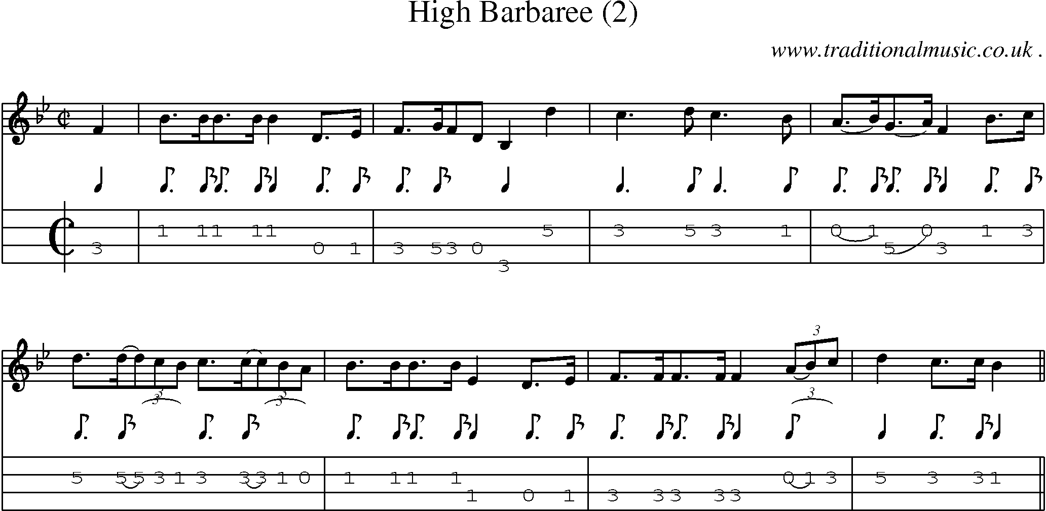 Sheet-Music and Mandolin Tabs for High Barbaree (2)