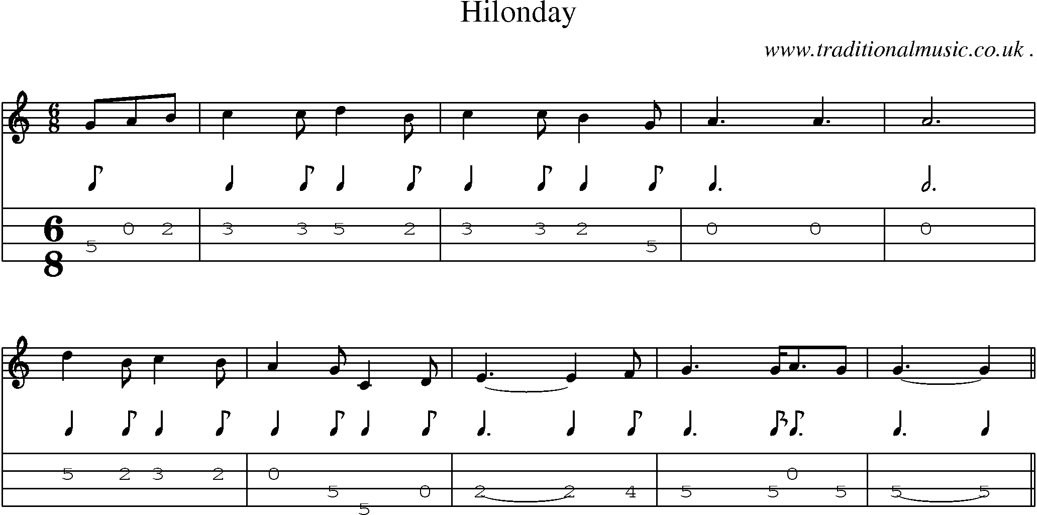 Sheet-Music and Mandolin Tabs for Hilonday