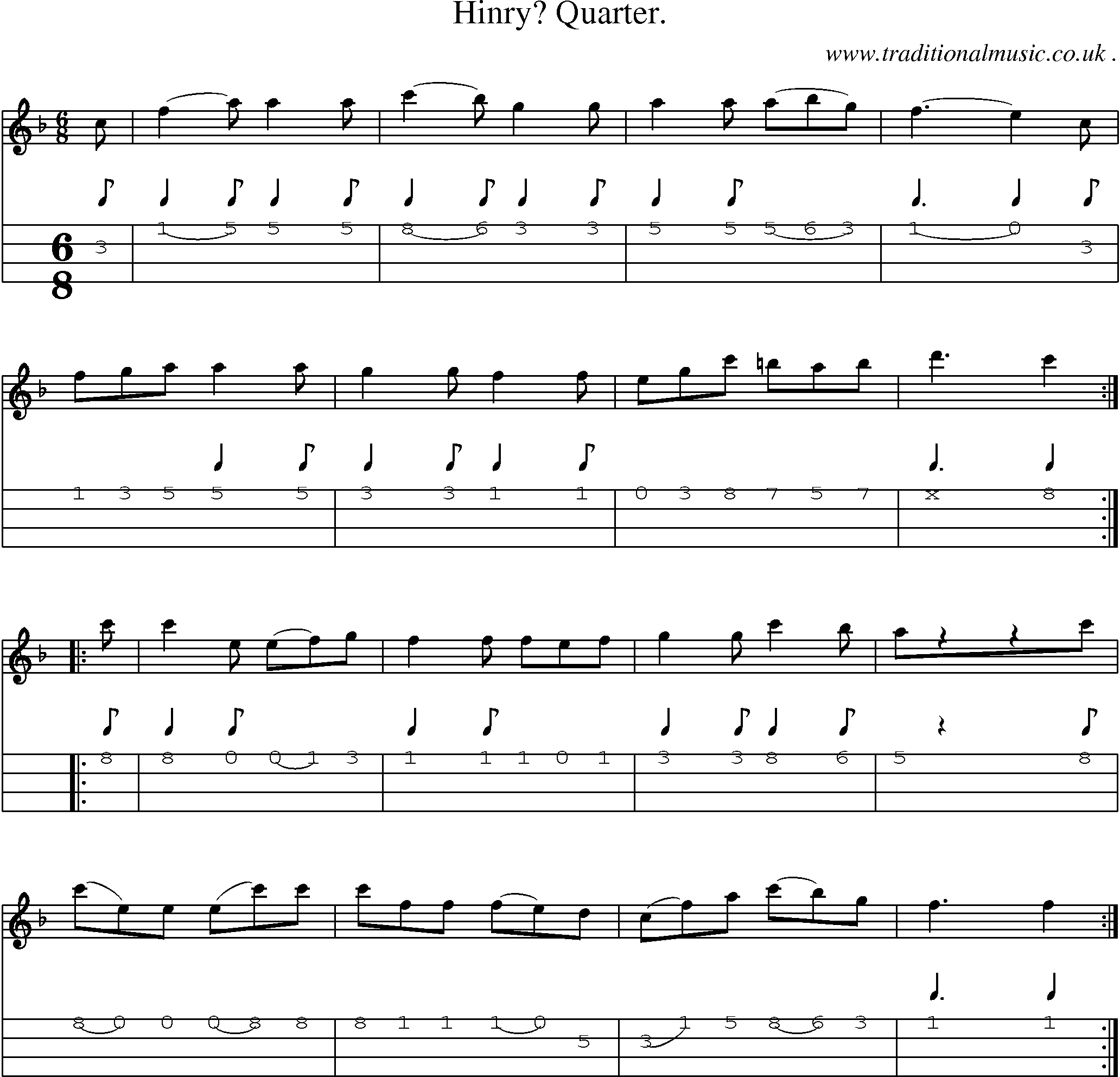 Sheet-Music and Mandolin Tabs for Hinry Quarter