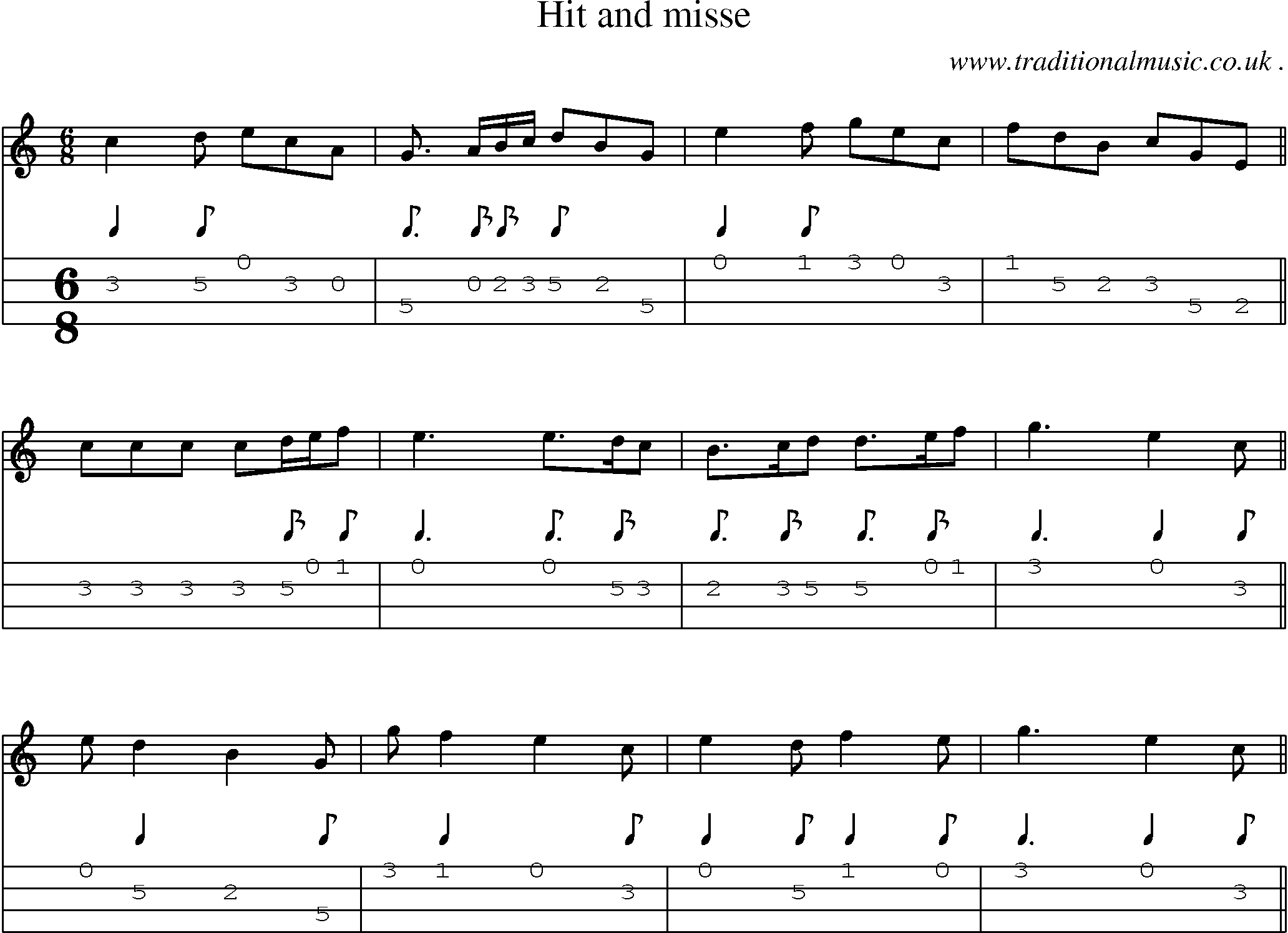 Sheet-Music and Mandolin Tabs for Hit And Misse