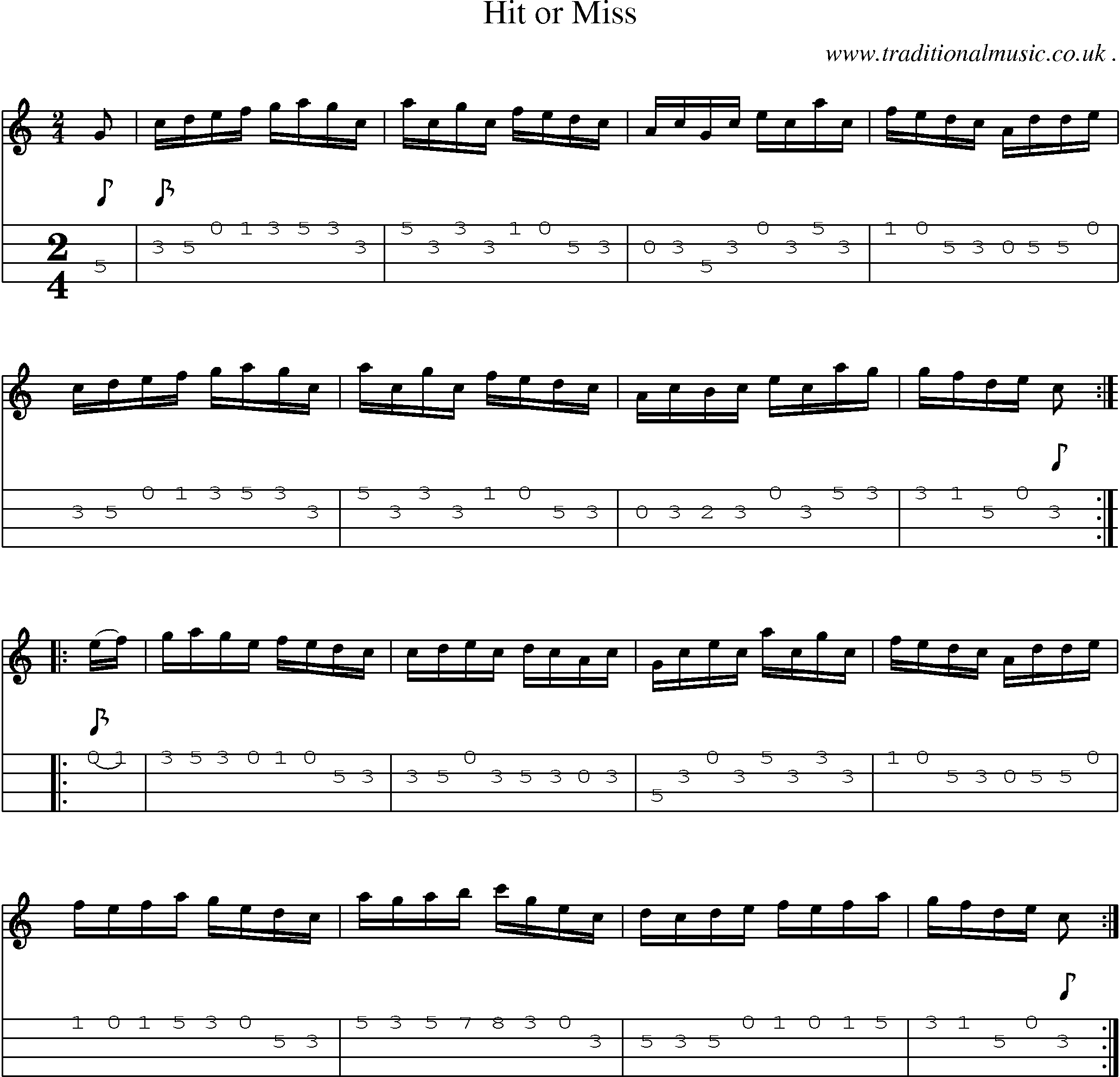 Sheet-Music and Mandolin Tabs for Hit Or Miss