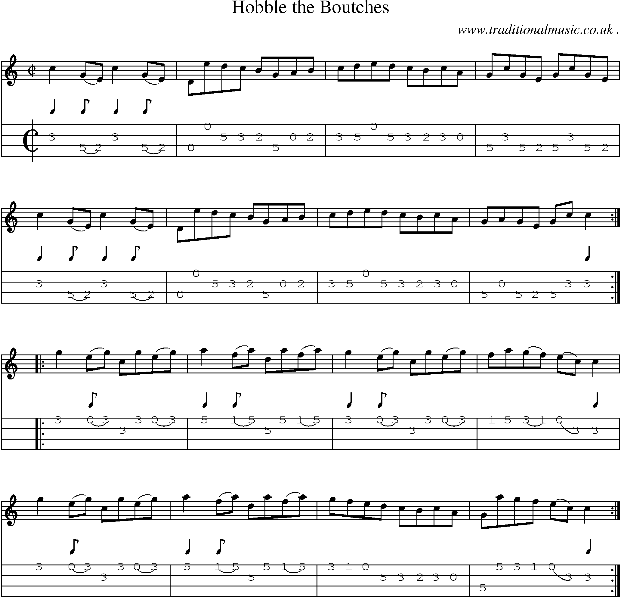 Sheet-Music and Mandolin Tabs for Hobble The Boutches