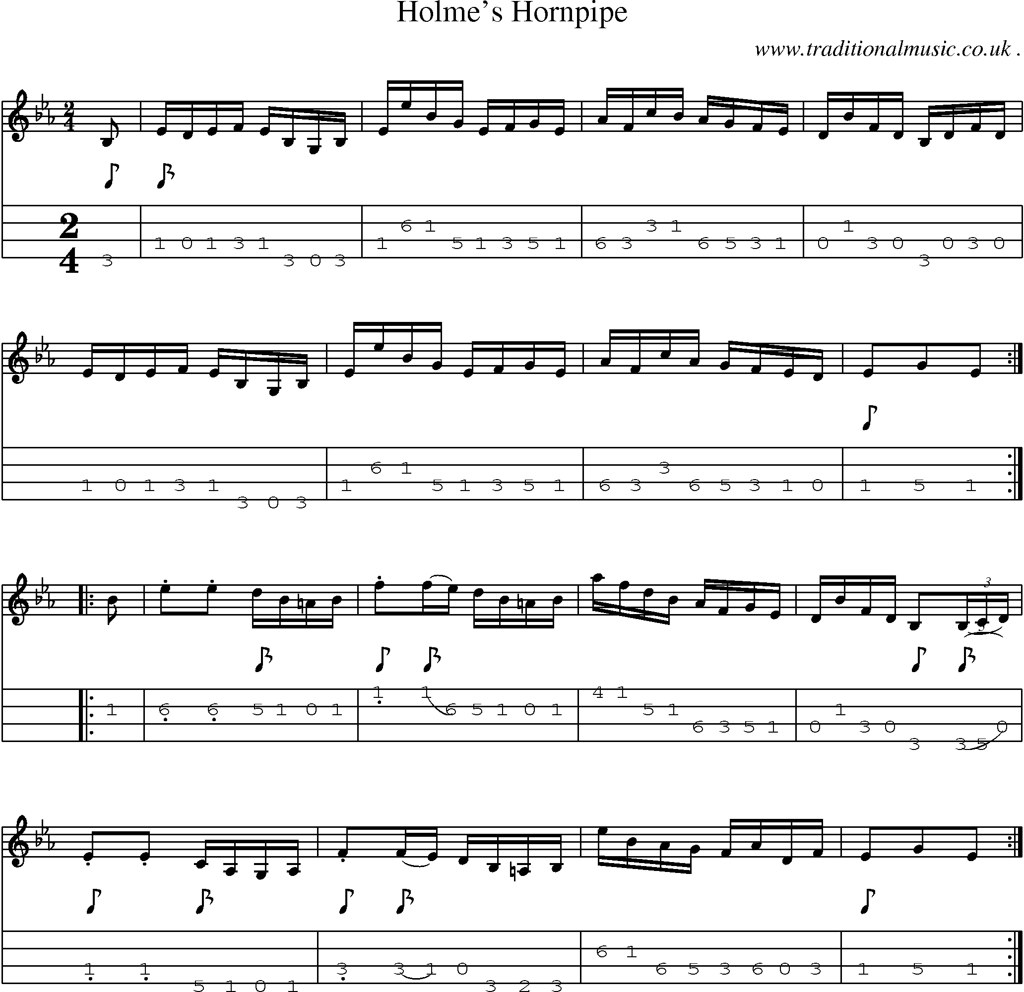 Sheet-Music and Mandolin Tabs for Holmes Hornpipe