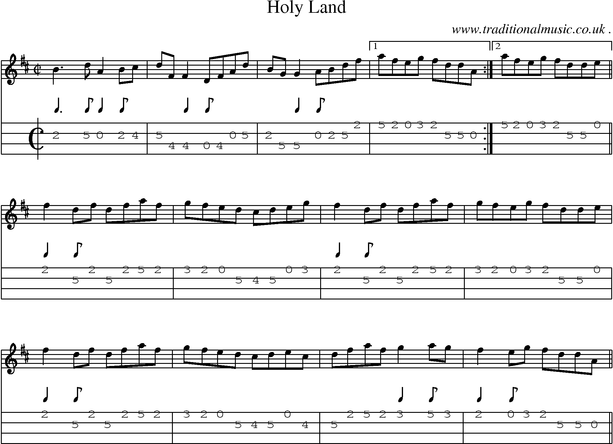 Sheet-Music and Mandolin Tabs for Holy Land
