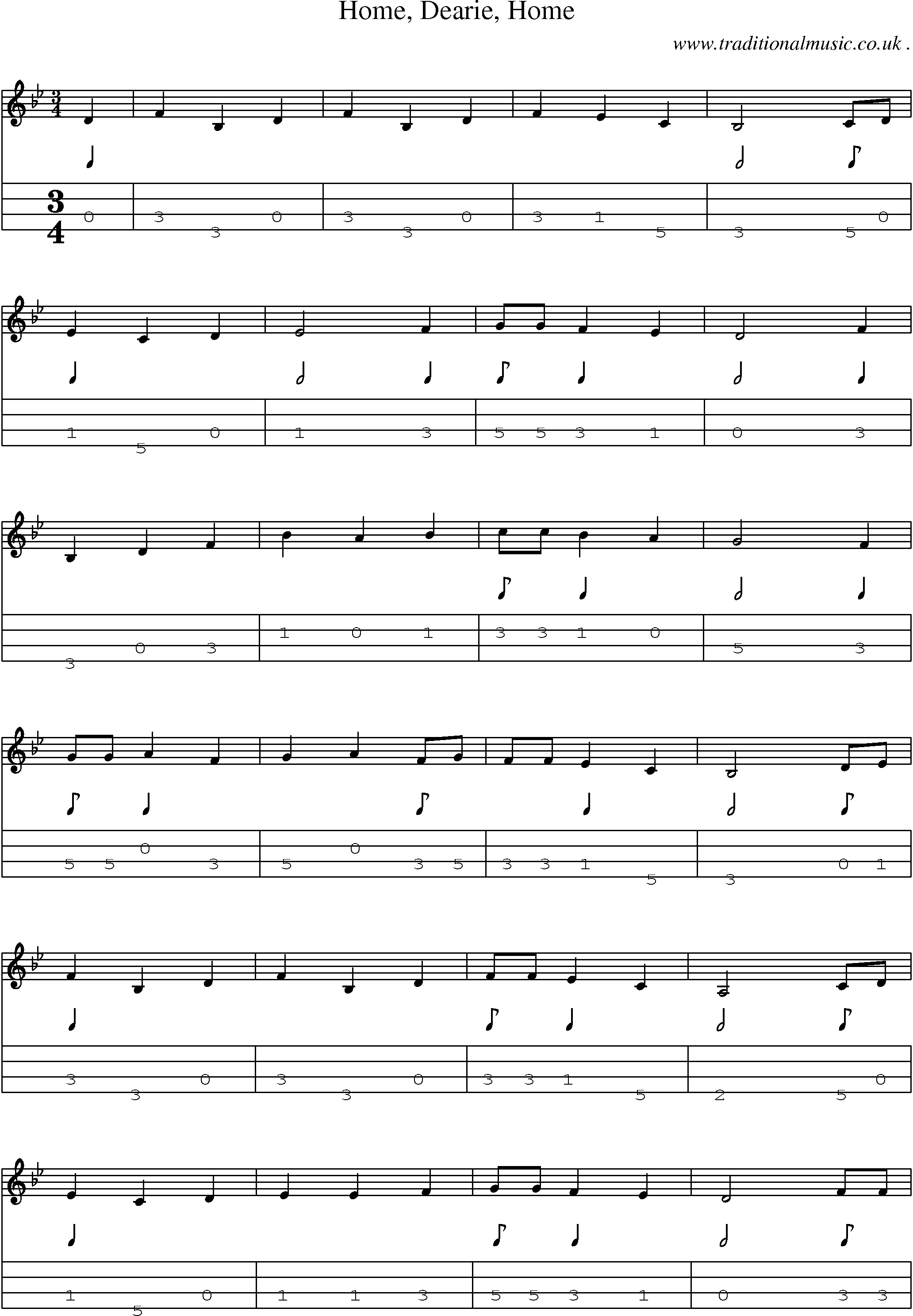Sheet-Music and Mandolin Tabs for Home Dearie Home