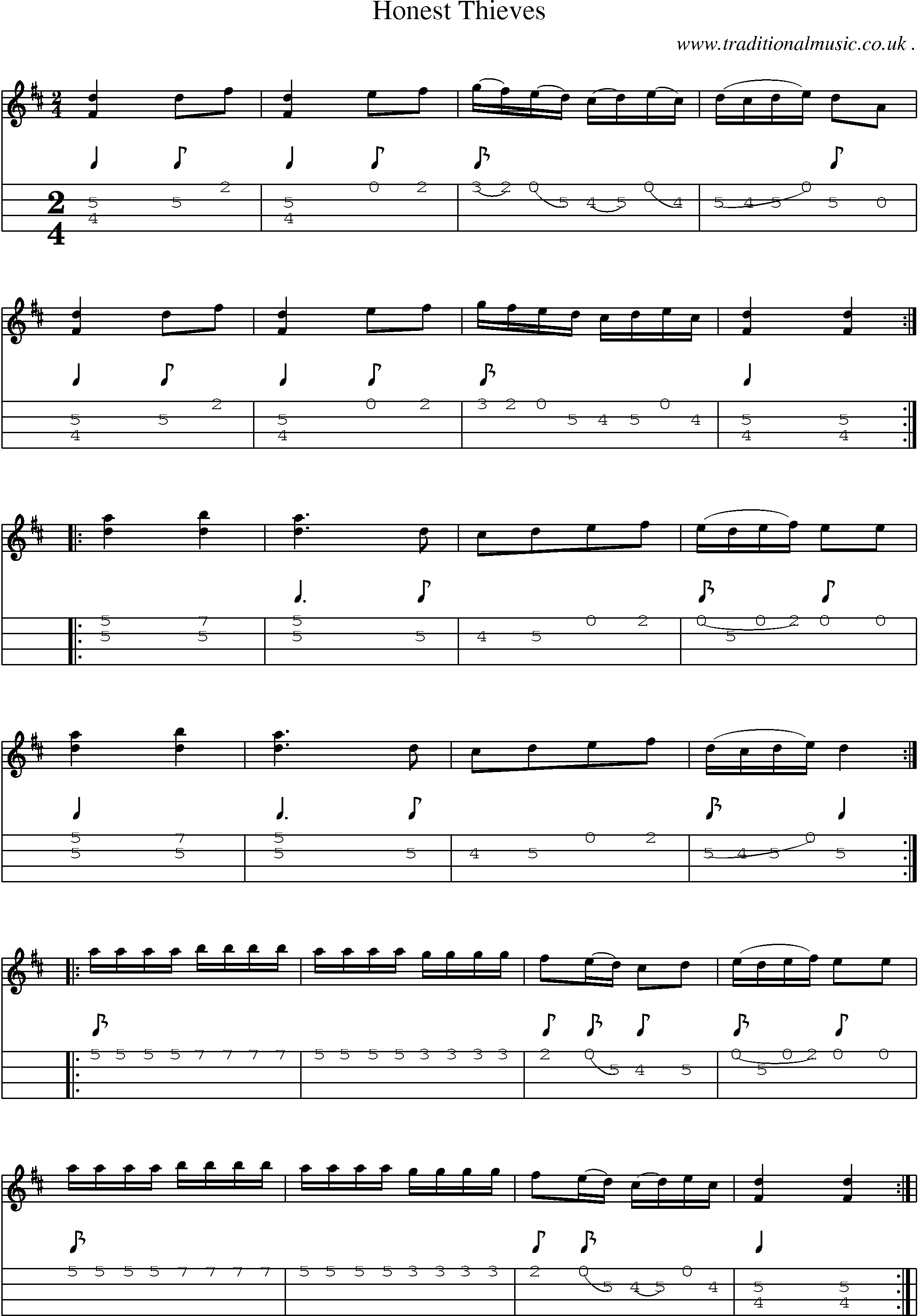 Sheet-Music and Mandolin Tabs for Honest Thieves