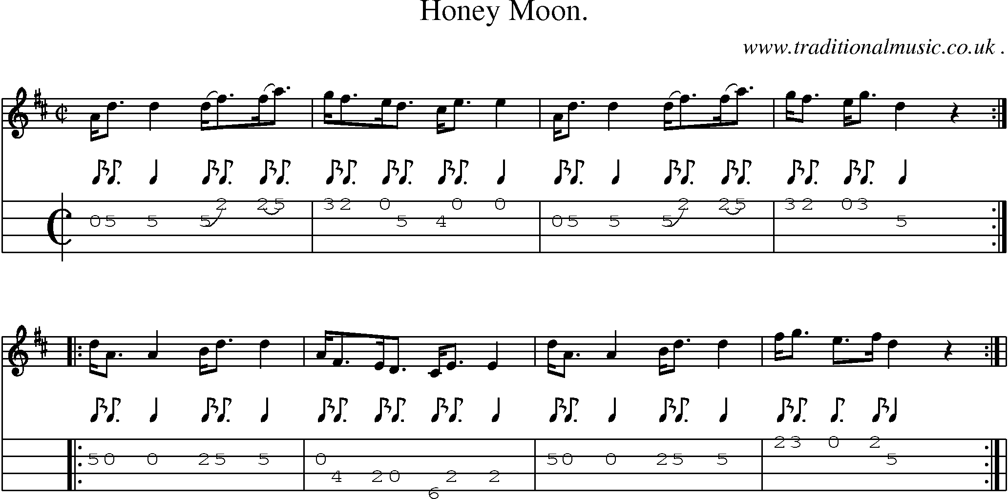 Sheet-Music and Mandolin Tabs for Honey Moon