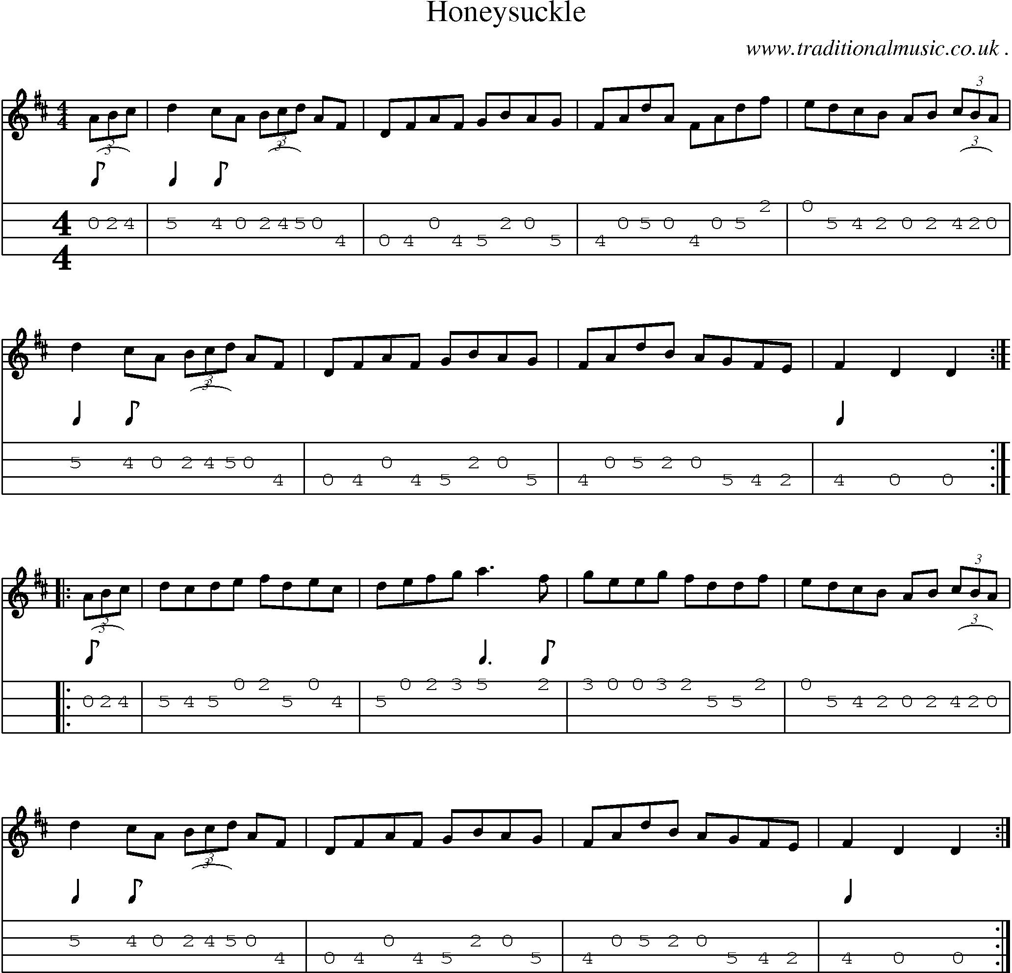Sheet-Music and Mandolin Tabs for Honeysuckle