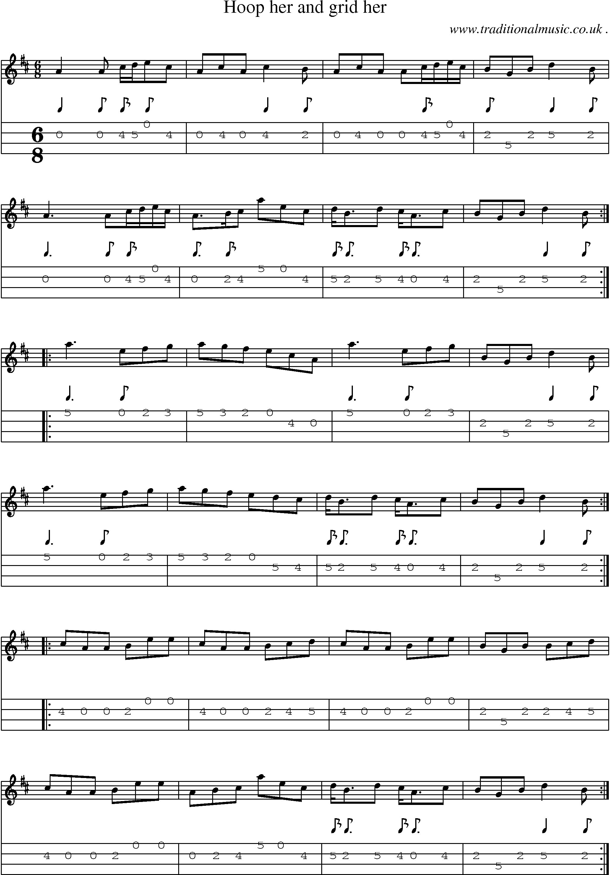 Sheet-Music and Mandolin Tabs for Hoop Her And Grid Her