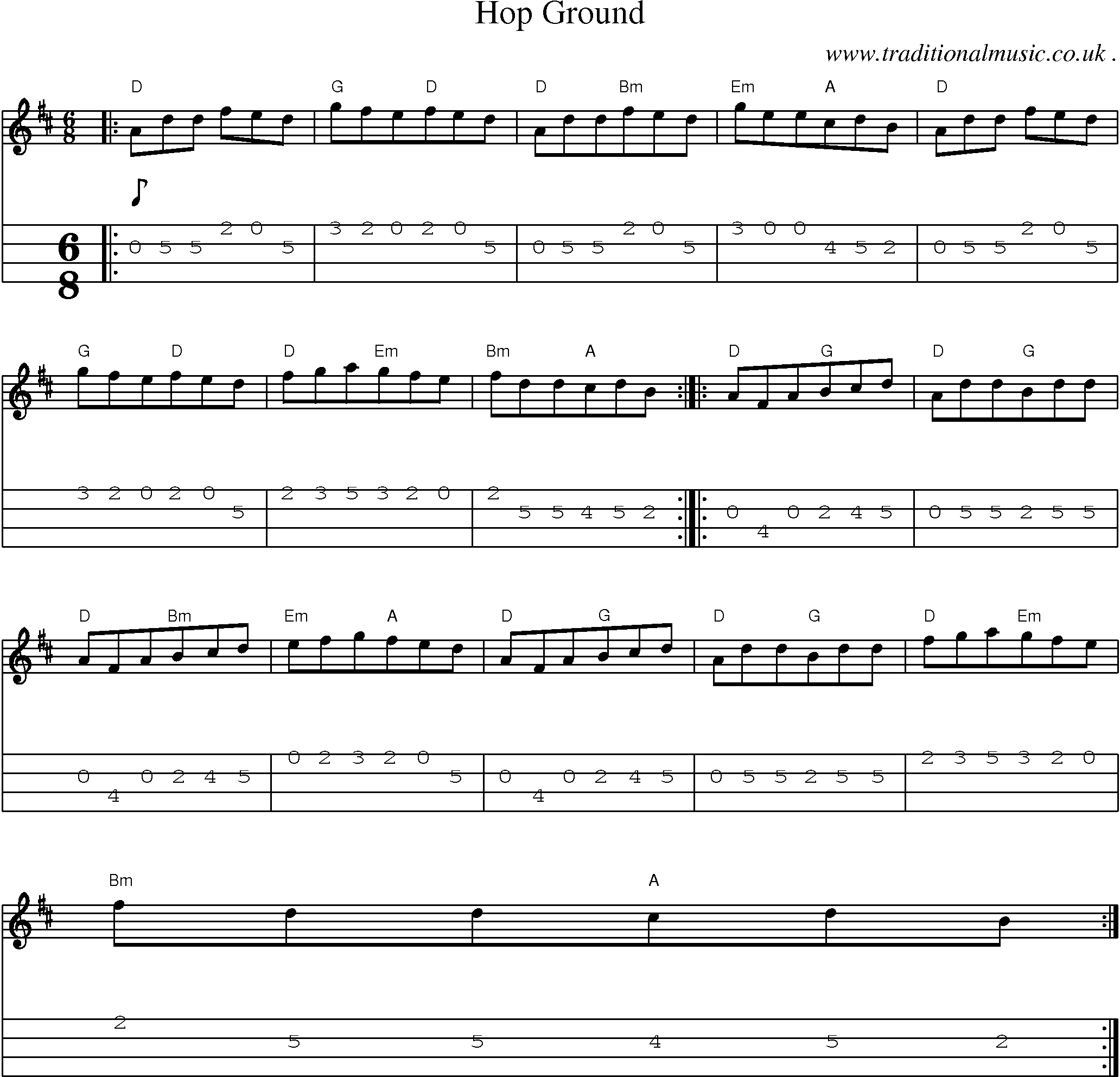 Sheet-Music and Mandolin Tabs for Hop Ground