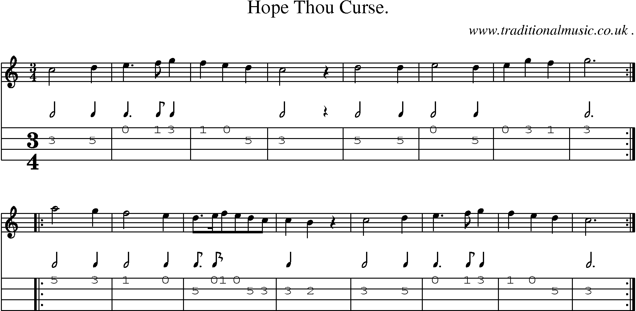 Sheet-Music and Mandolin Tabs for Hope Thou Curse