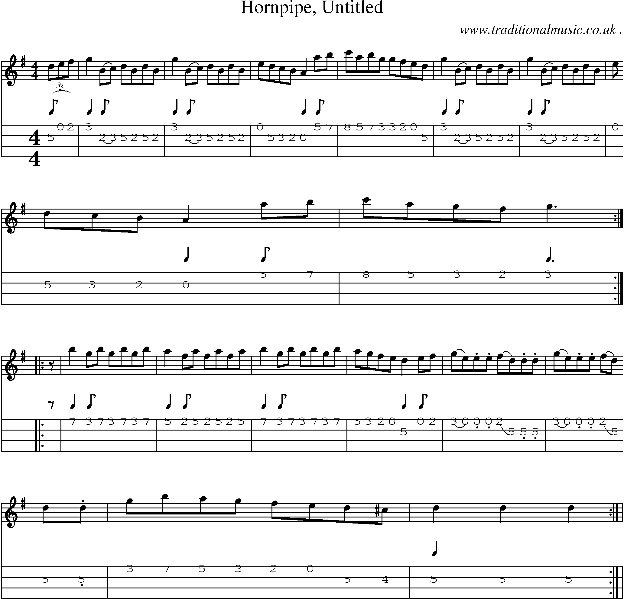 Sheet-Music and Mandolin Tabs for Hornpipe Untitled