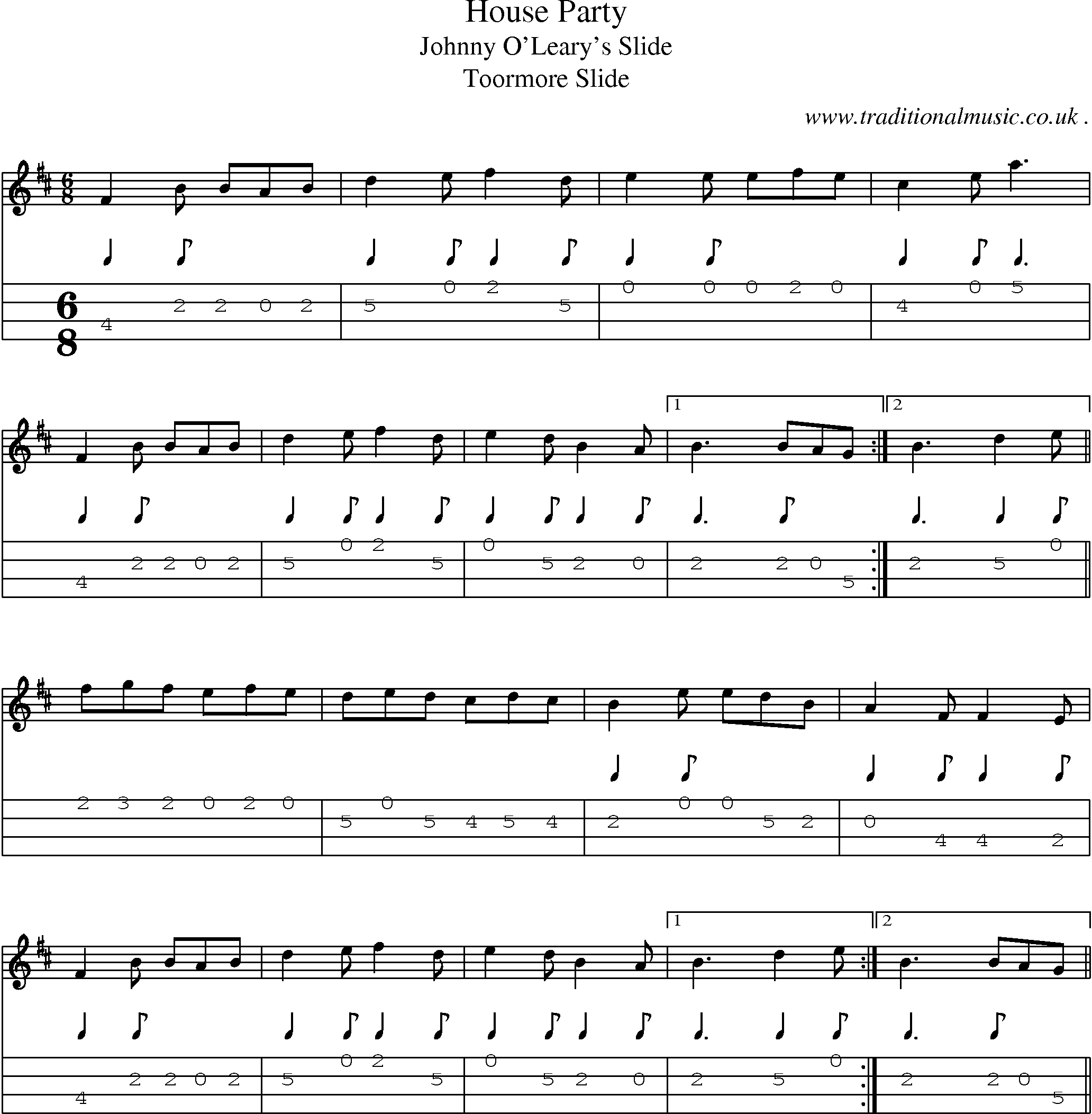 Sheet-Music and Mandolin Tabs for House Party