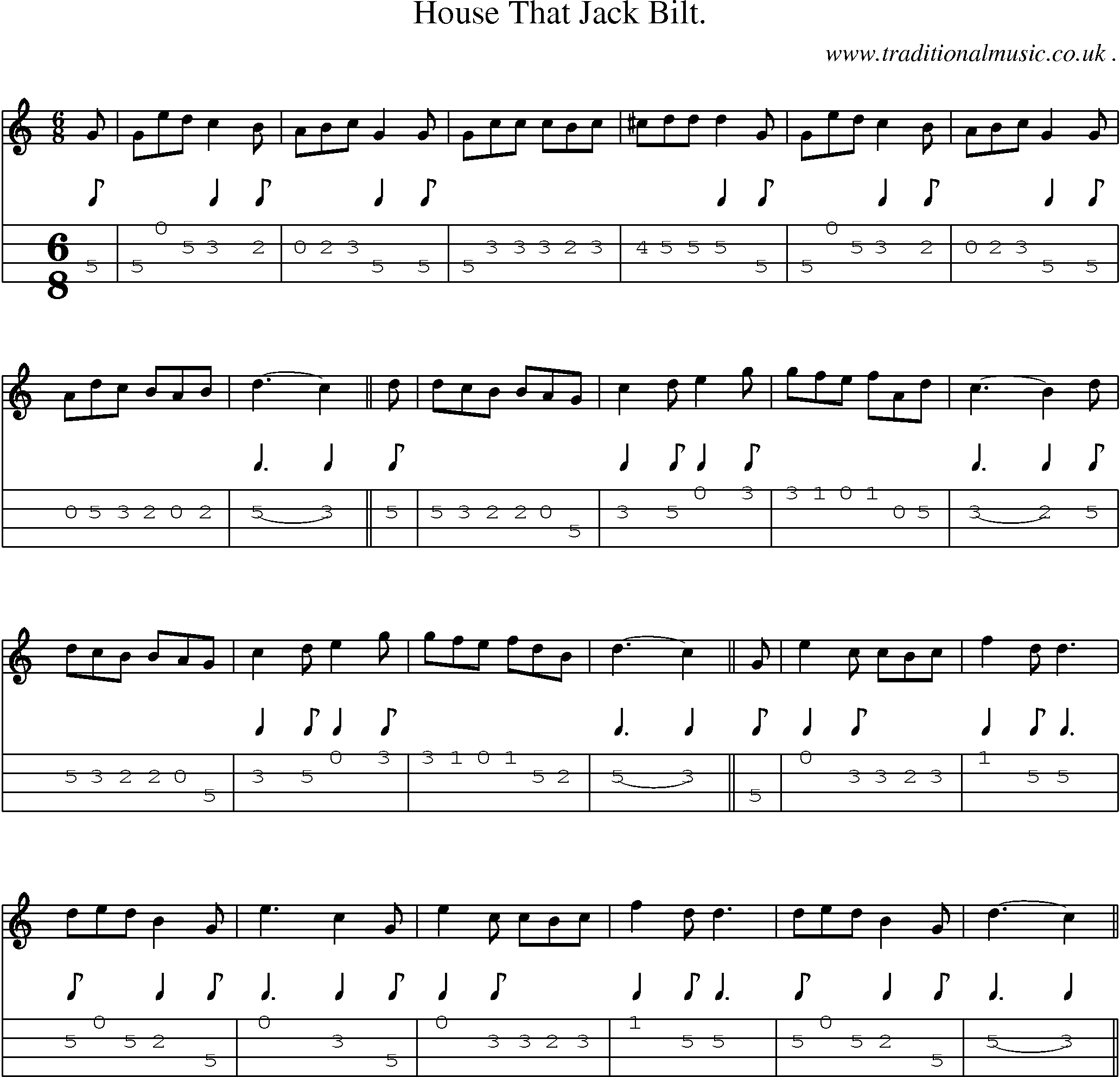 Sheet-Music and Mandolin Tabs for House That Jack Bilt