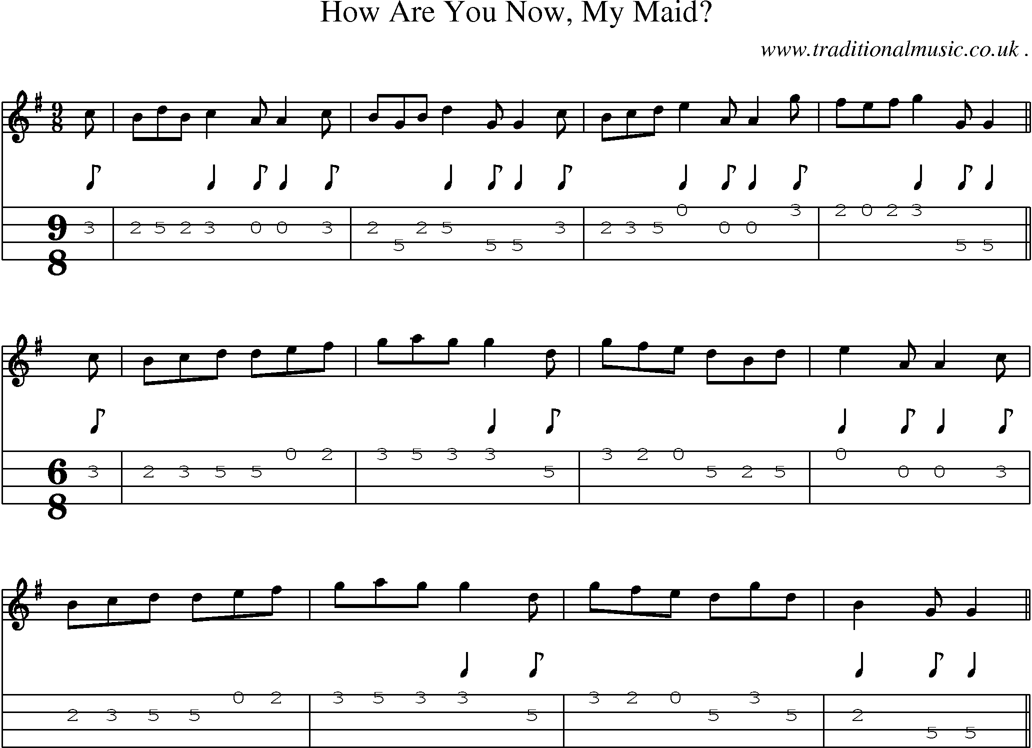 Sheet-Music and Mandolin Tabs for How Are You Now My Maid