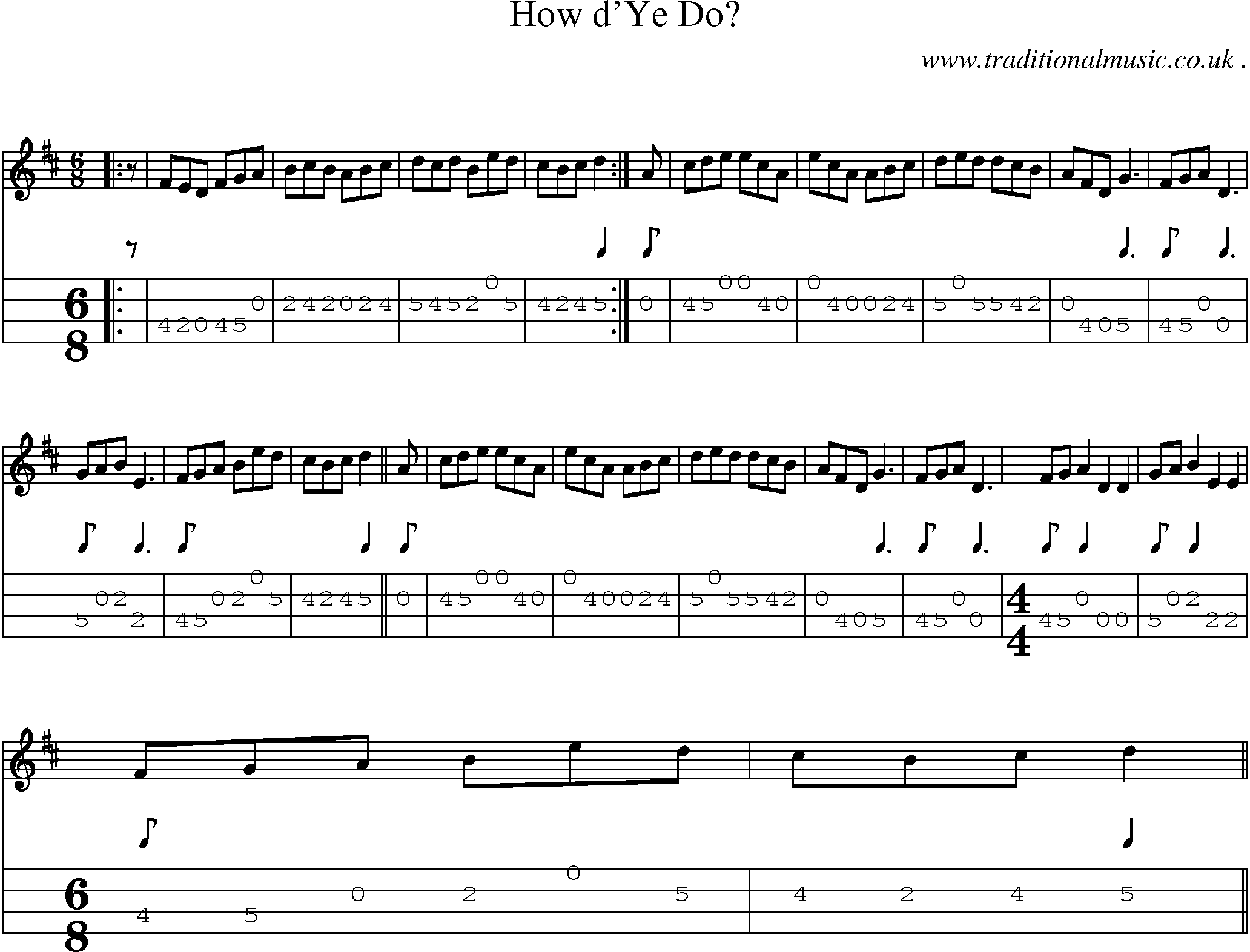 Sheet-Music and Mandolin Tabs for How Dye Do
