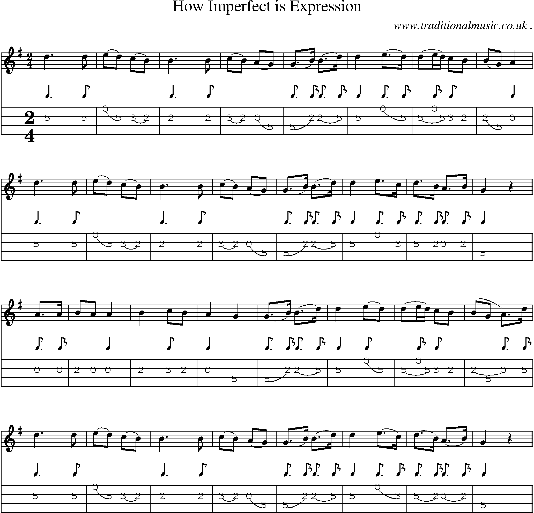 Sheet-Music and Mandolin Tabs for How Imperfect Is Expression
