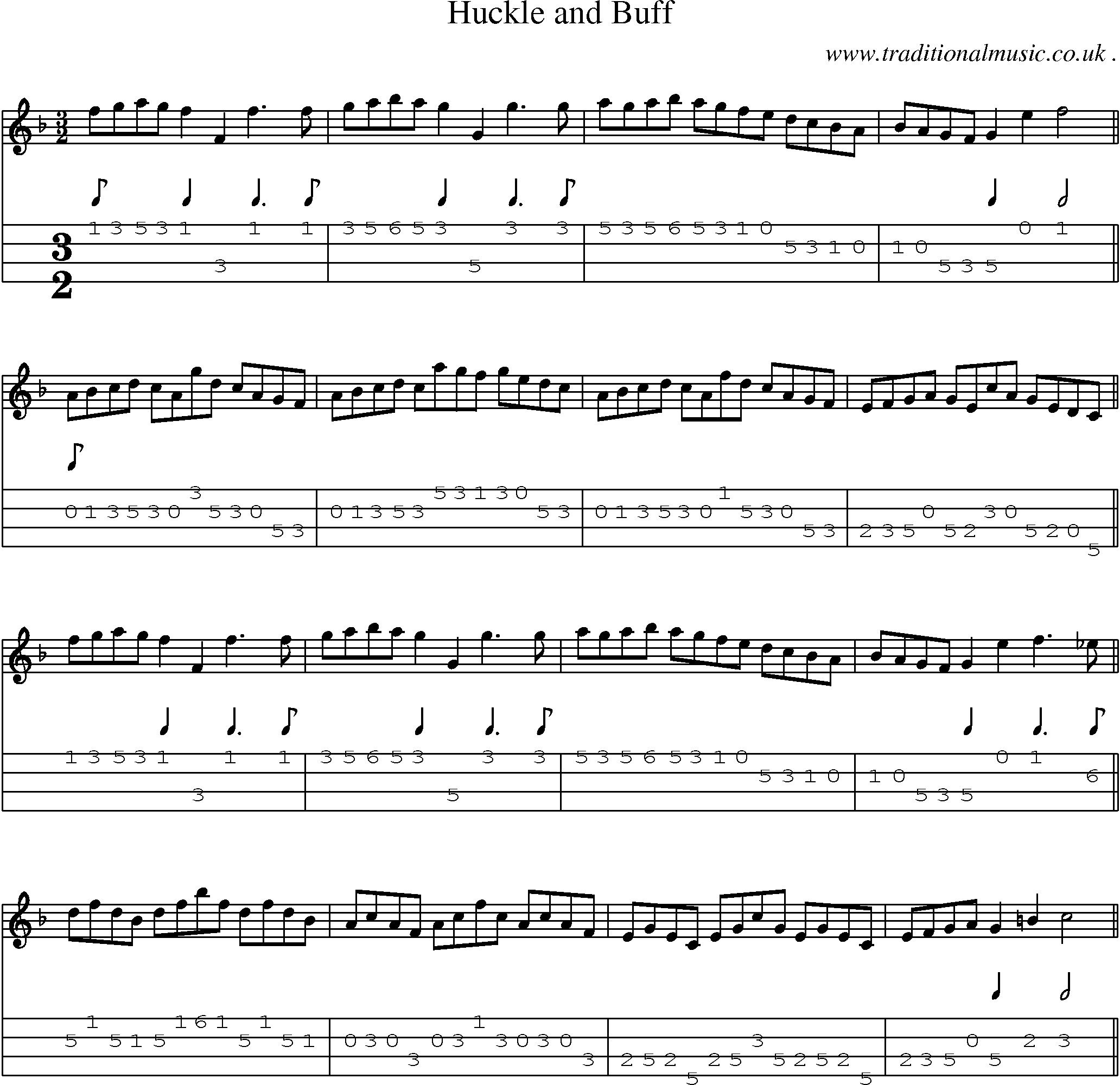Sheet-Music and Mandolin Tabs for Huckle And Buff