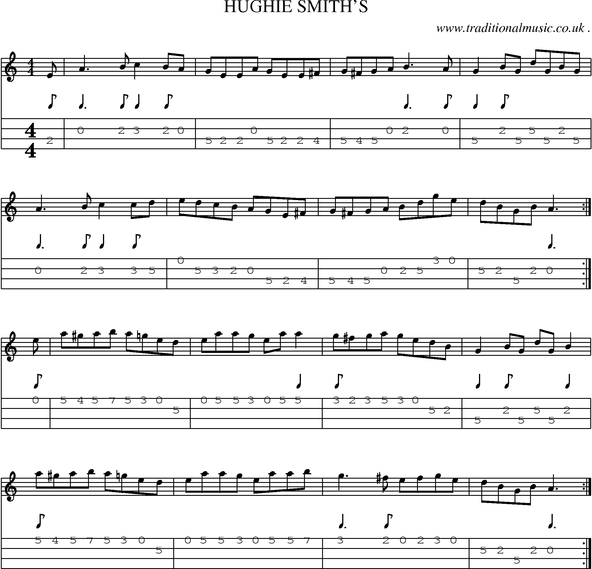 Sheet-Music and Mandolin Tabs for Hughie Smiths