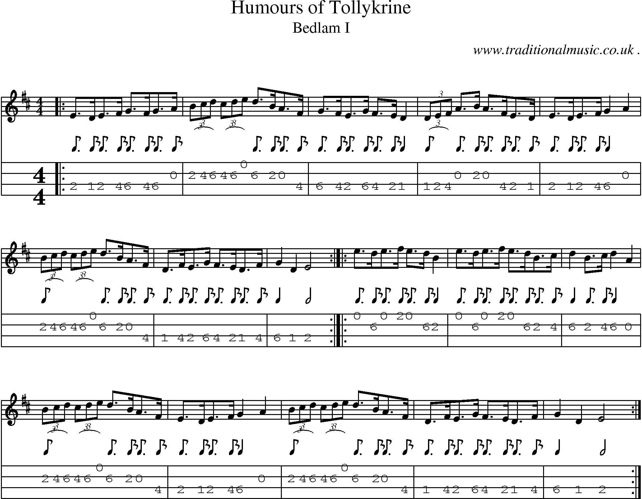 Sheet-Music and Mandolin Tabs for Humours Of Tollykrine