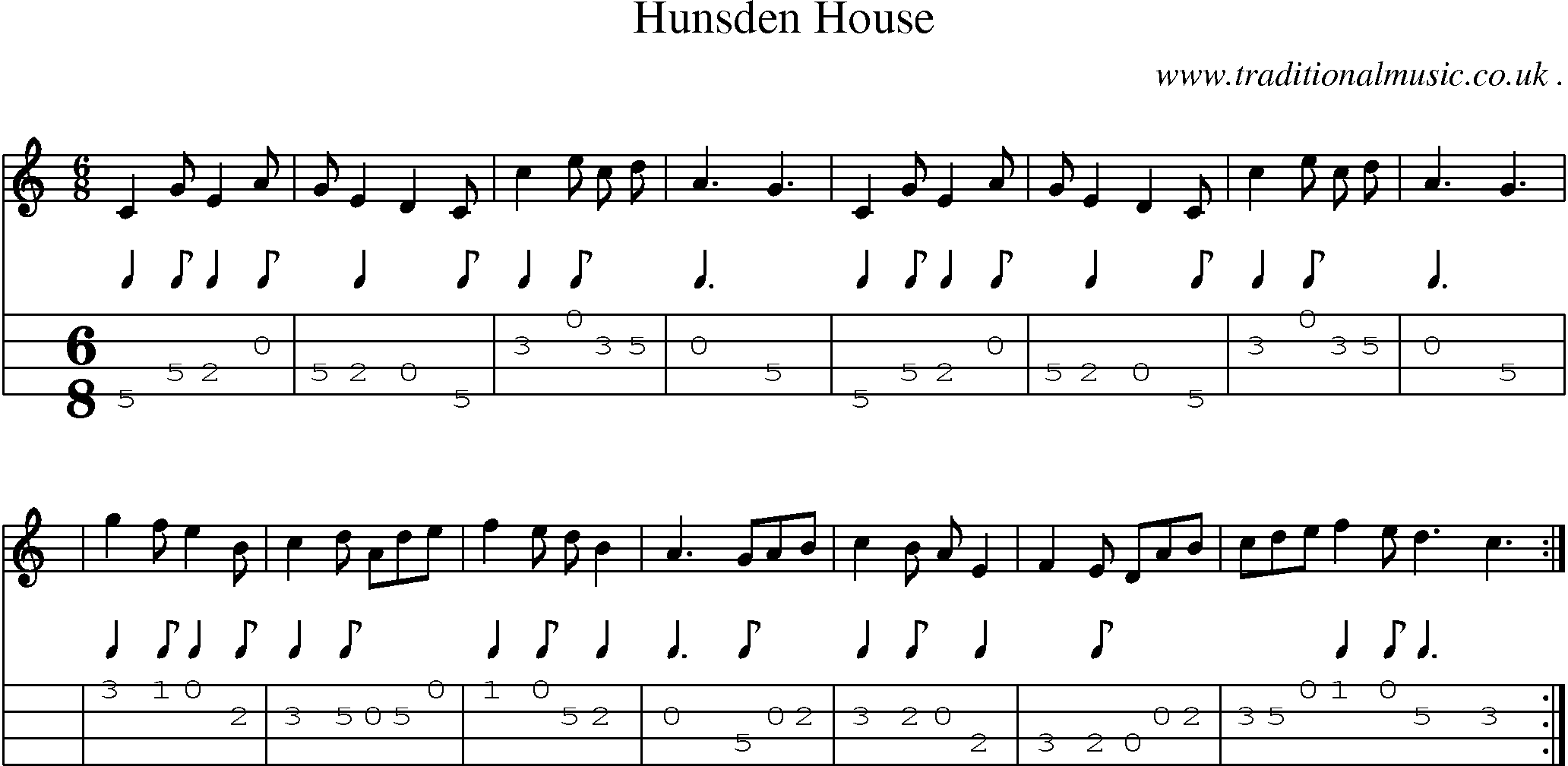 Sheet-Music and Mandolin Tabs for Hunsden House