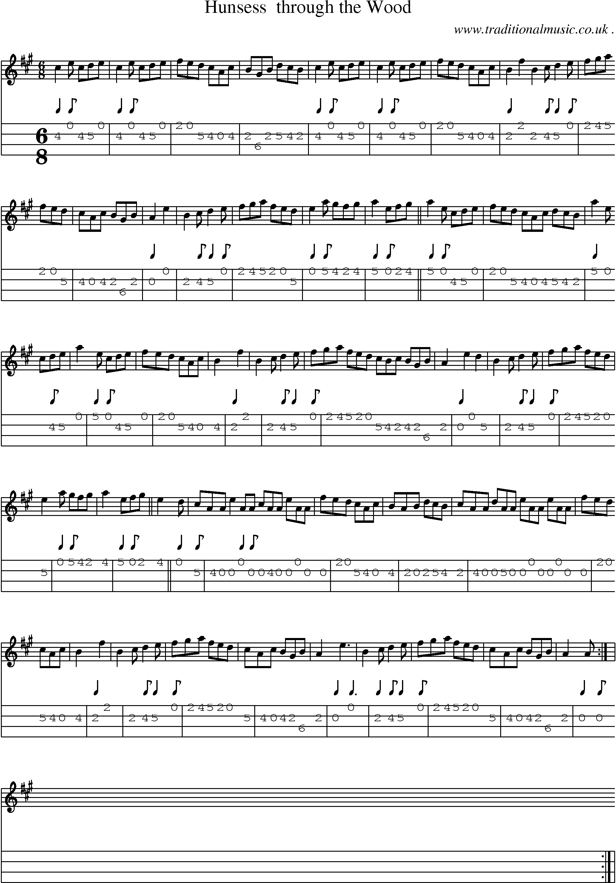 Sheet-Music and Mandolin Tabs for Hunsess  Through The Wood