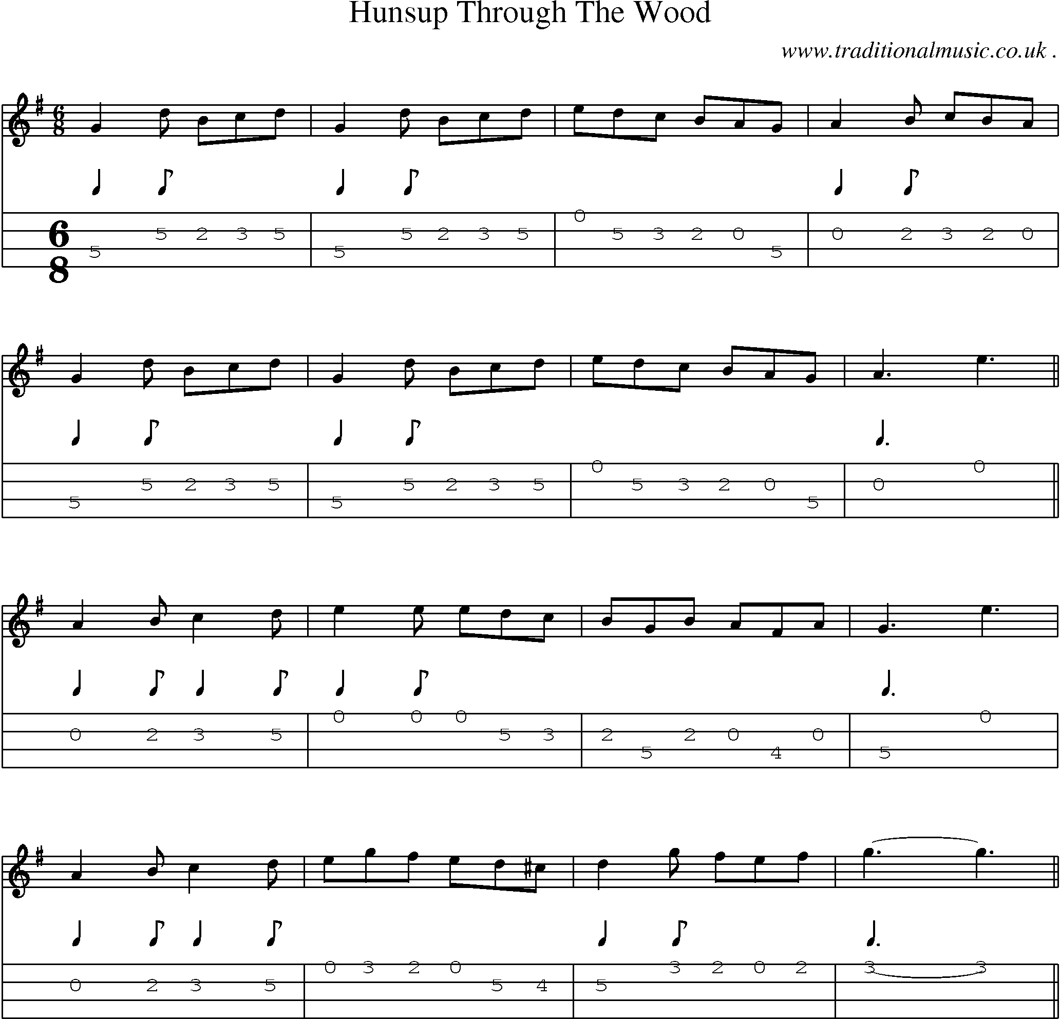 Sheet-Music and Mandolin Tabs for Hunsup Through The Wood