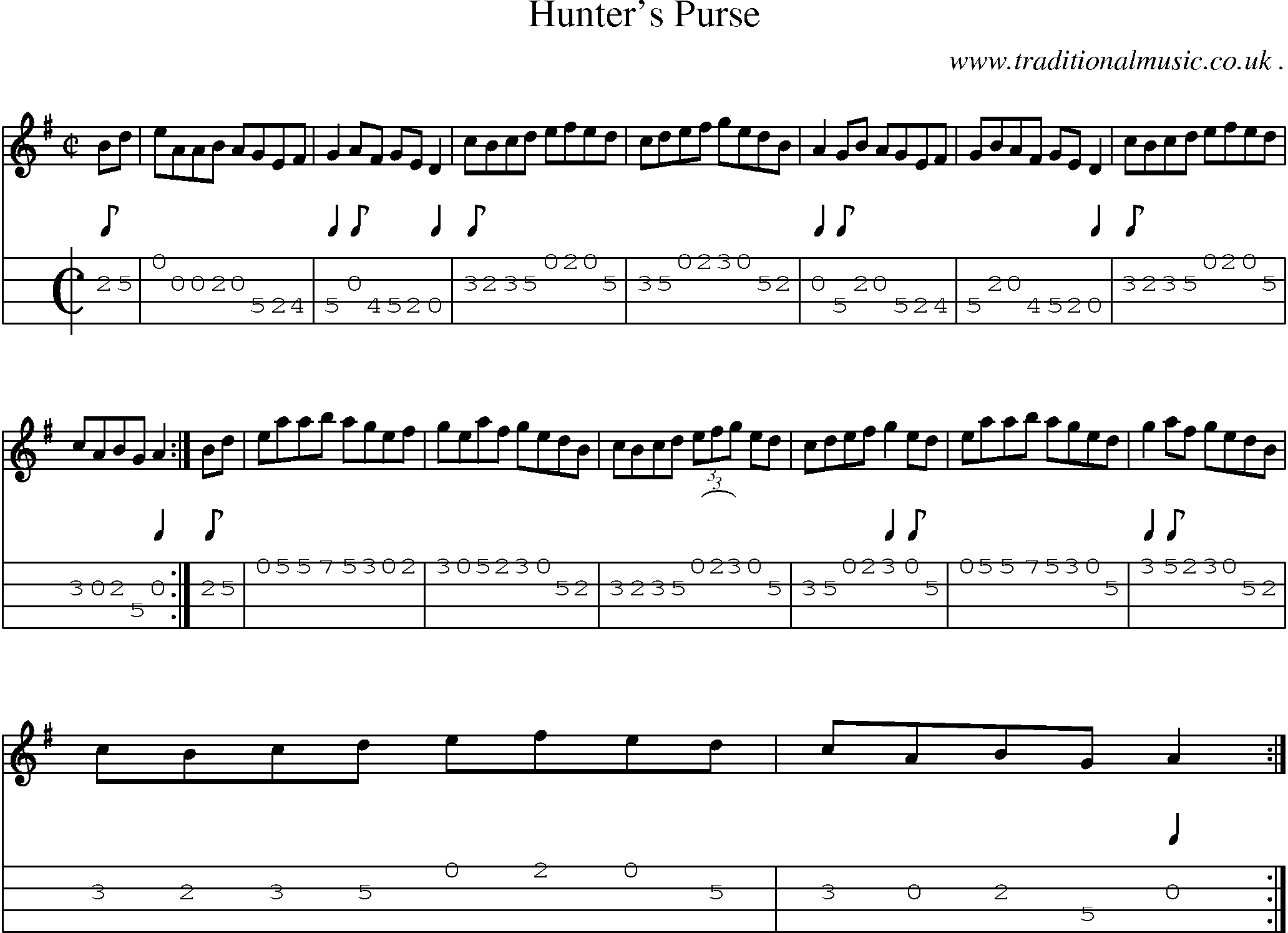 Sheet-Music and Mandolin Tabs for Hunters Purse