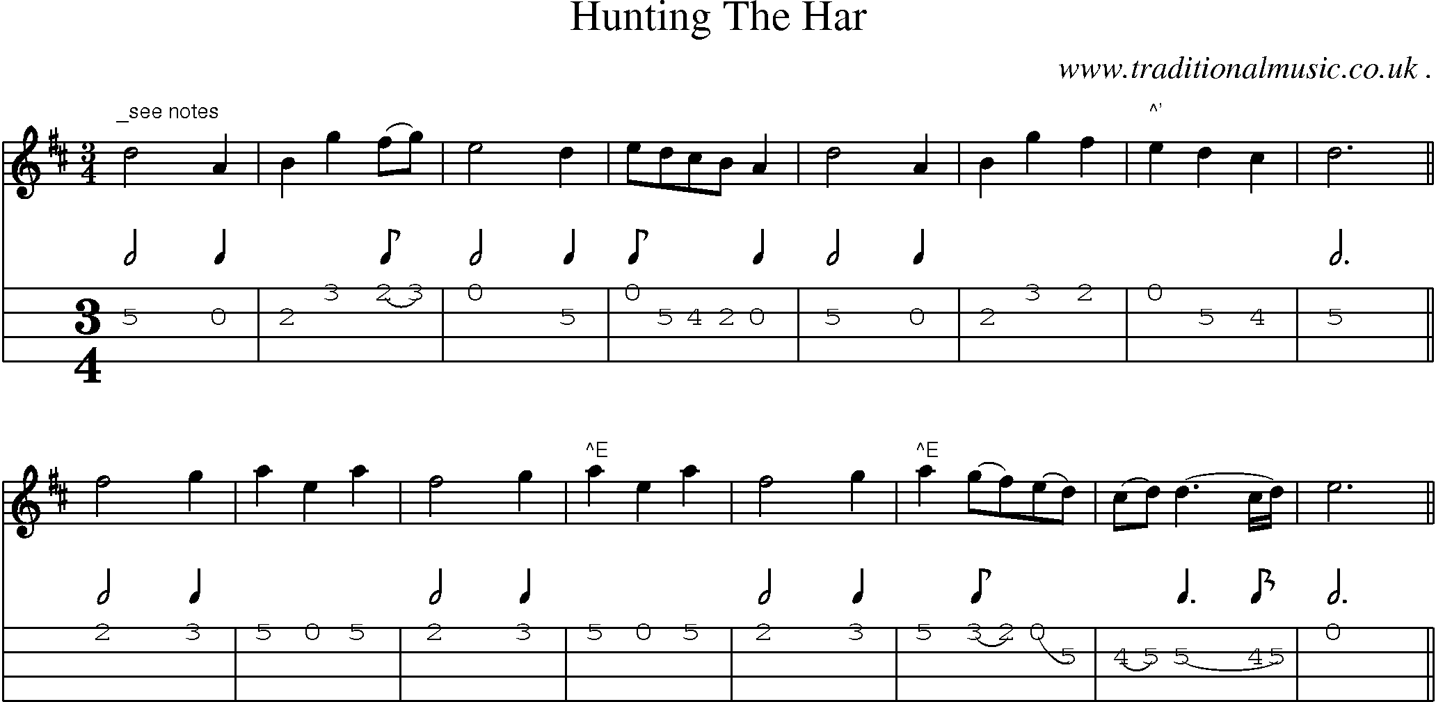 Sheet-Music and Mandolin Tabs for Hunting The Har