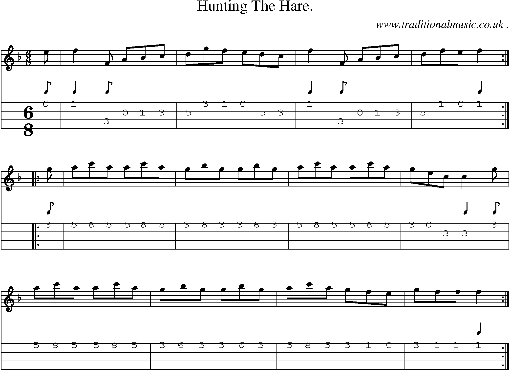 Sheet-Music and Mandolin Tabs for Hunting The Hare