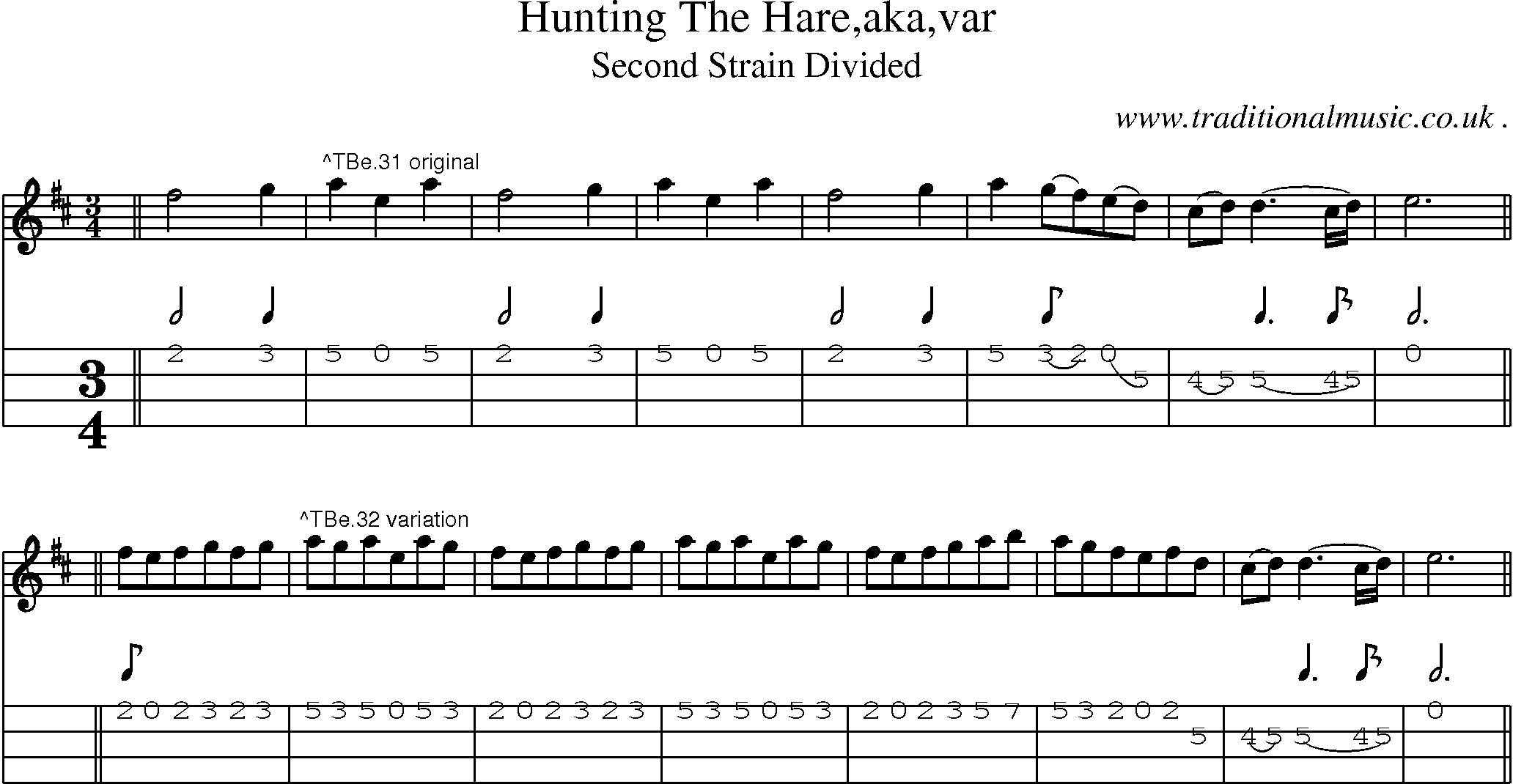 Sheet-Music and Mandolin Tabs for Hunting The Hareakavar