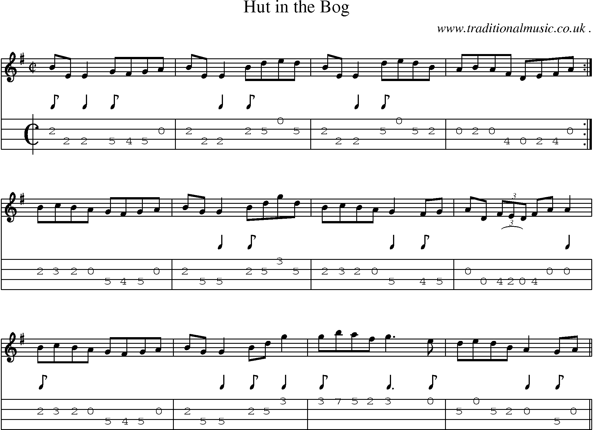 Sheet-Music and Mandolin Tabs for Hut In The Bog