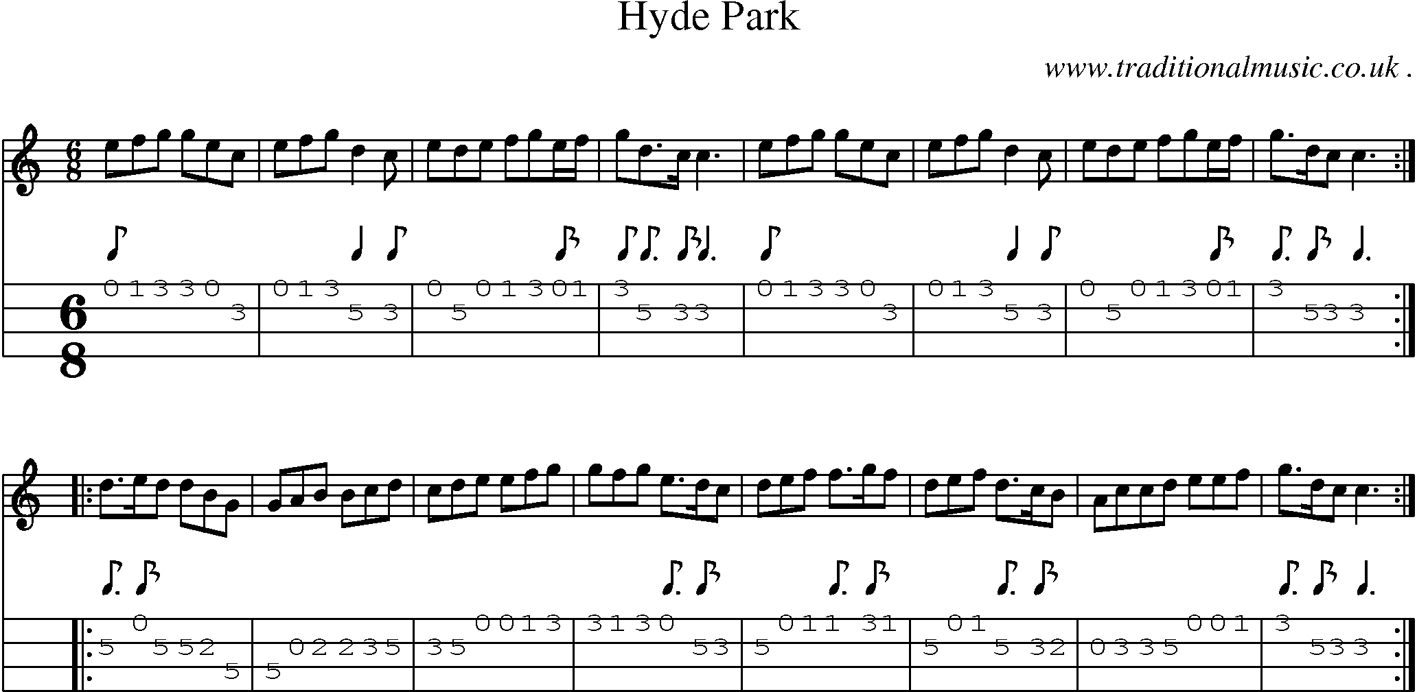 Sheet-Music and Mandolin Tabs for Hyde Park