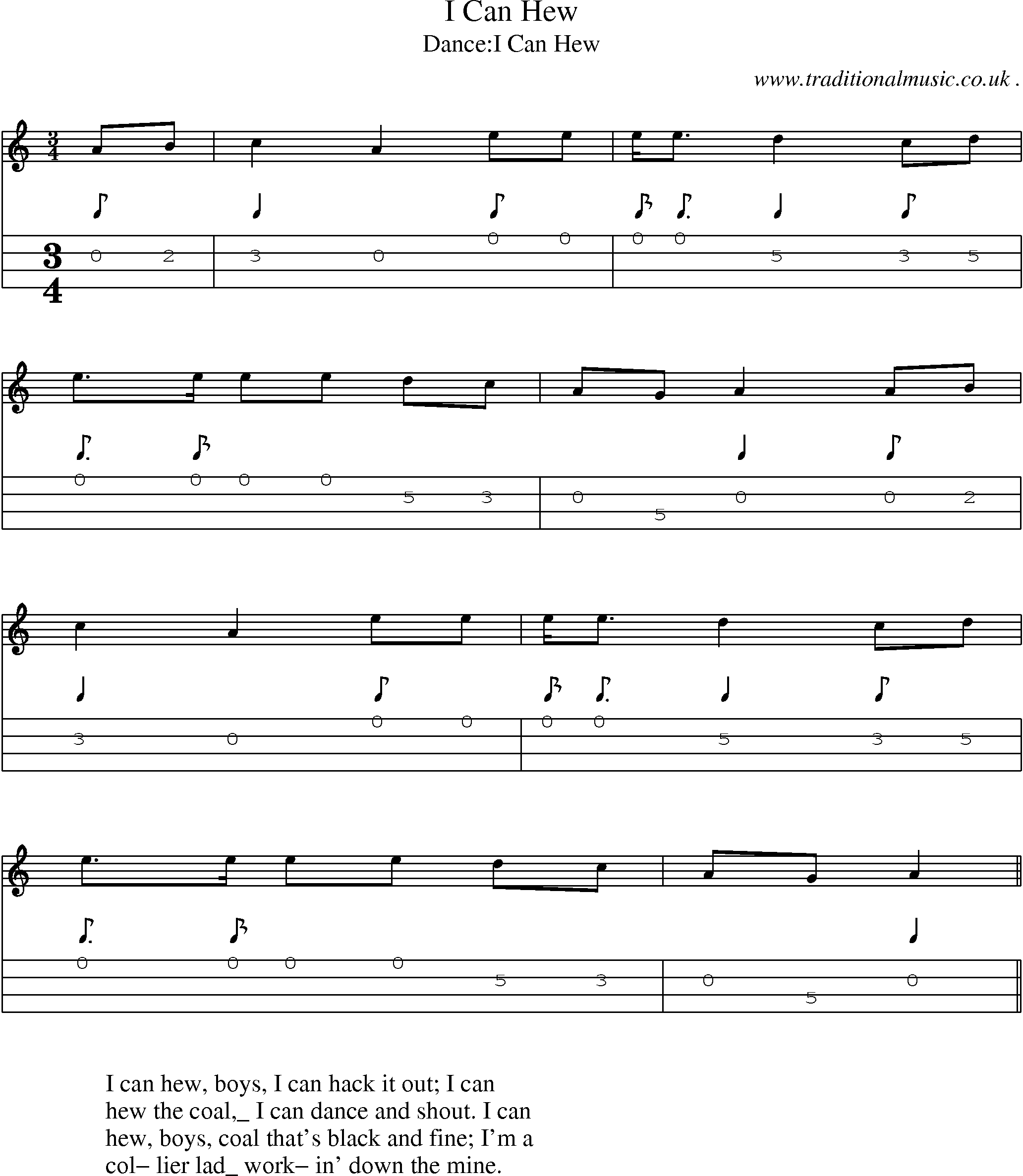 Sheet-Music and Mandolin Tabs for I Can Hew