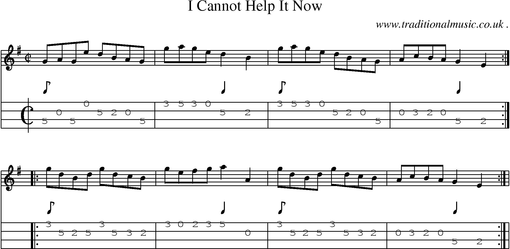 Sheet-Music and Mandolin Tabs for I Cannot Help It Now