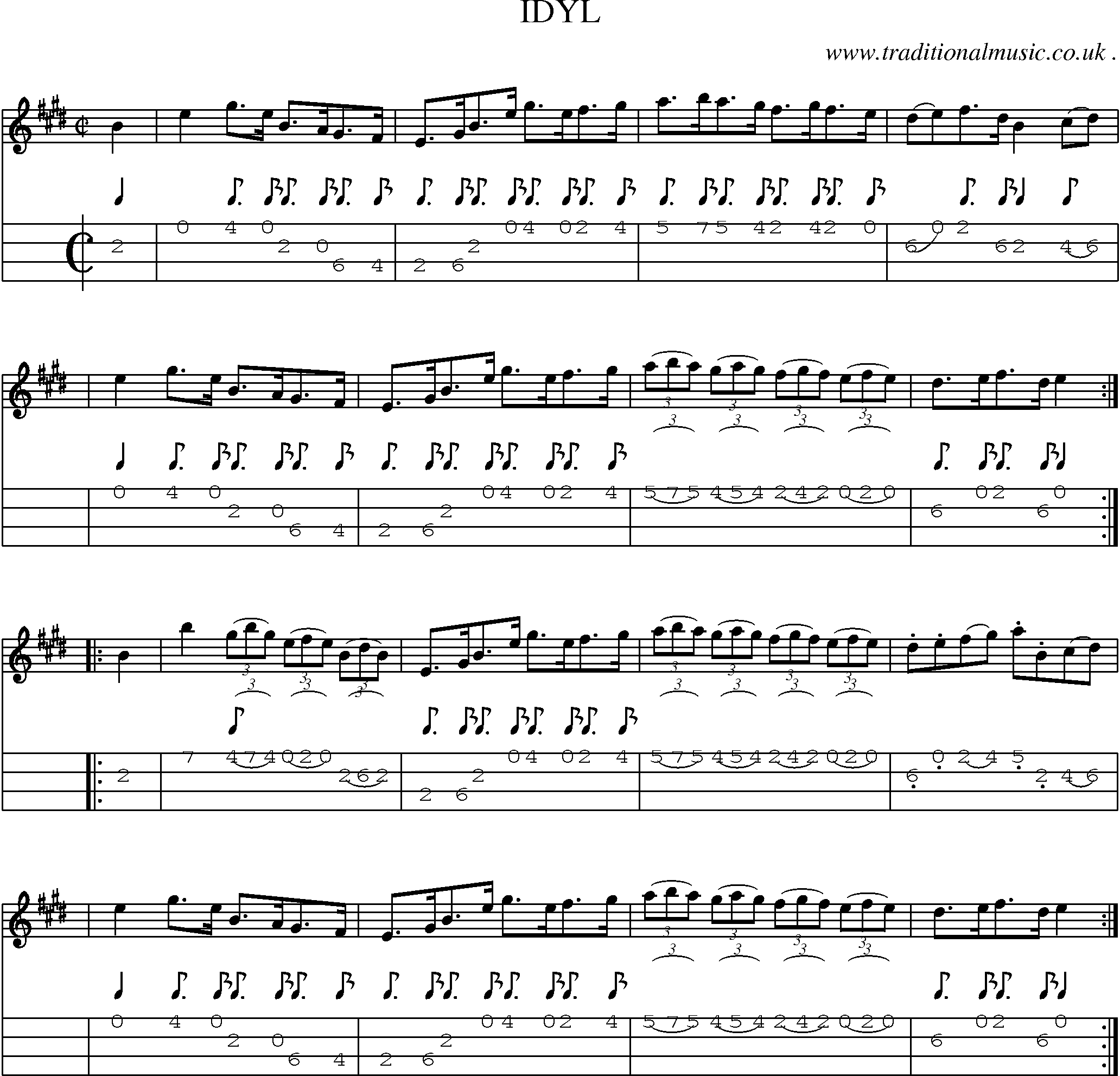 Sheet-Music and Mandolin Tabs for Idyl