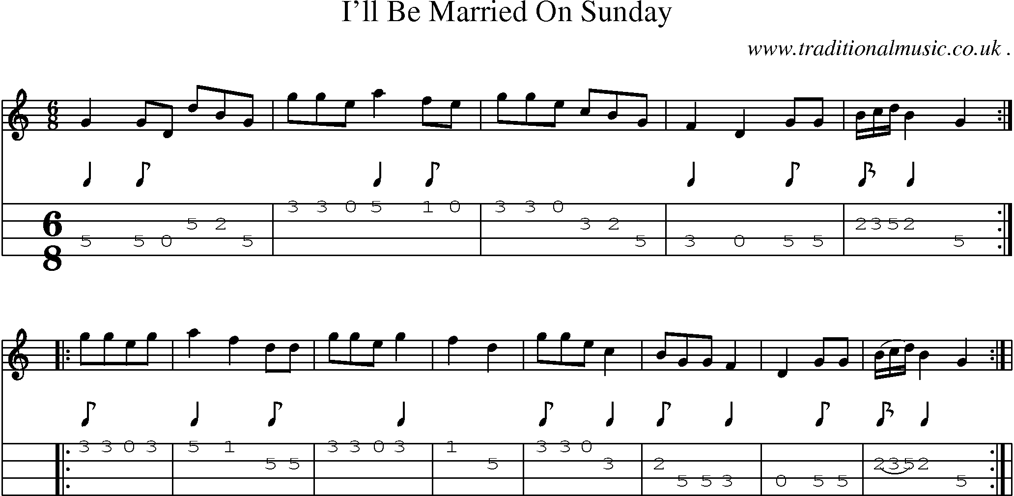 Sheet-Music and Mandolin Tabs for Ill Be Married On Sunday