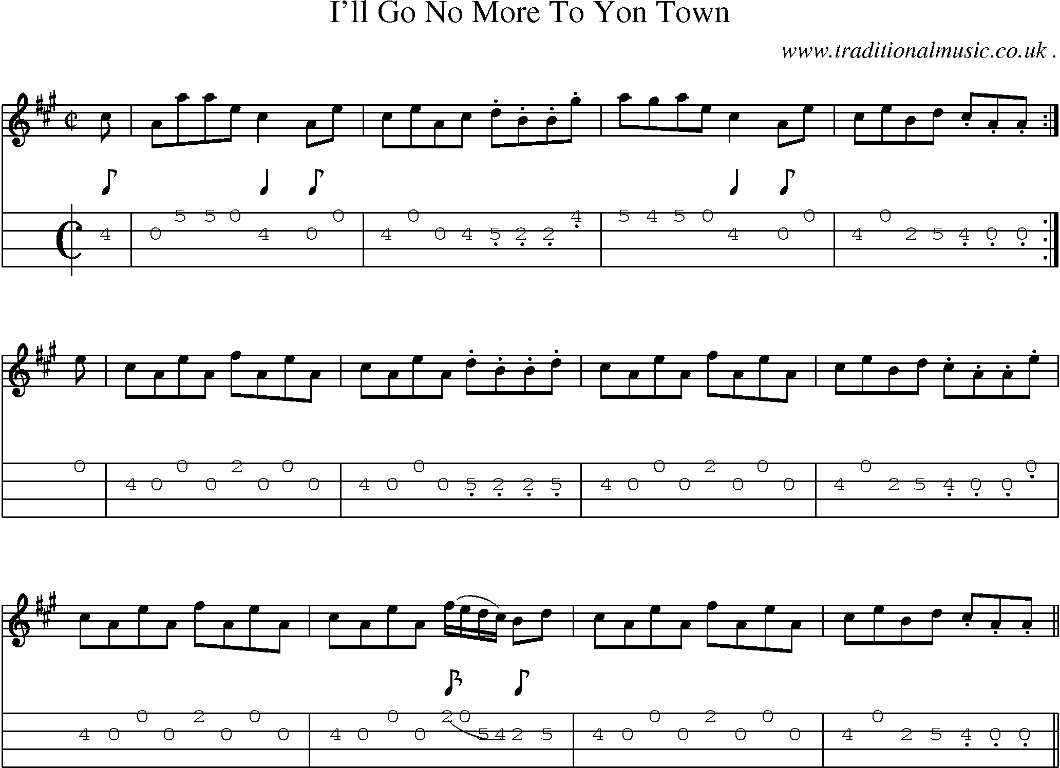 Sheet-Music and Mandolin Tabs for Ill Go No More To Yon Town