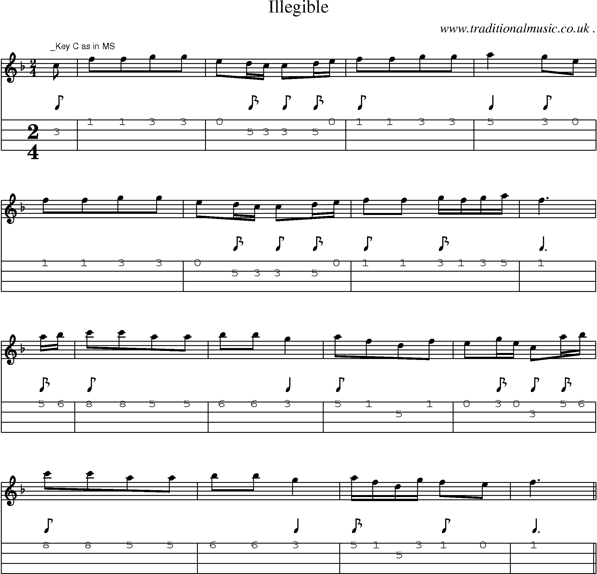 Sheet-Music and Mandolin Tabs for Illegible