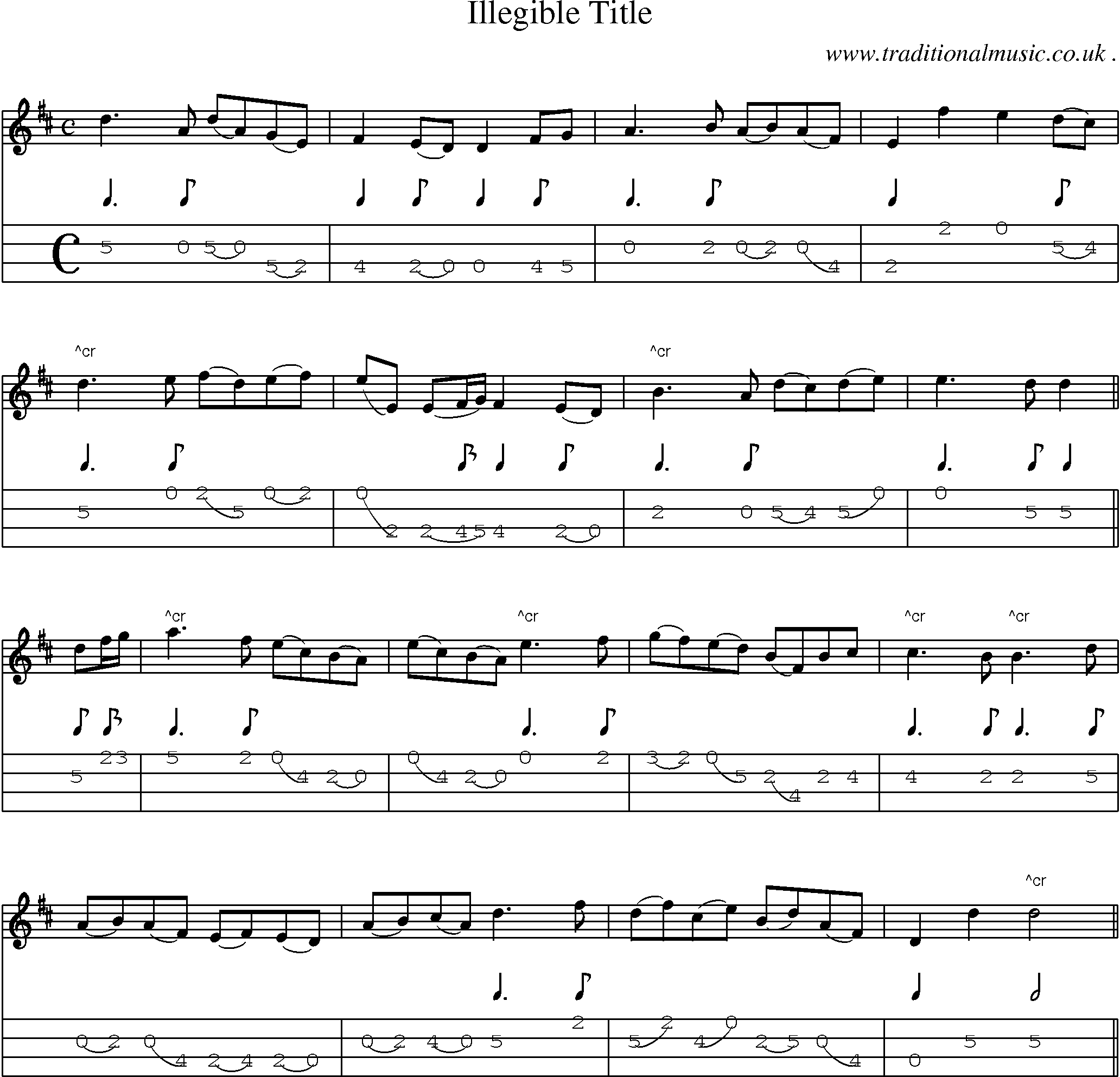 Sheet-Music and Mandolin Tabs for Illegible Title